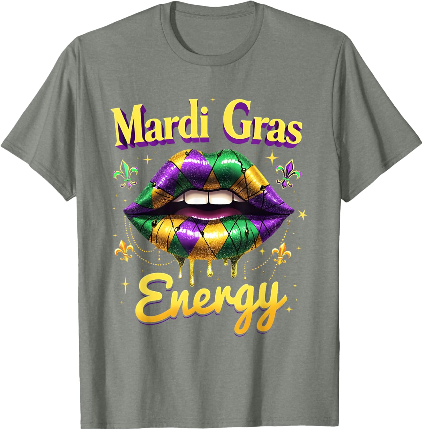 Mardi Gras Energy Carnival Lips T-Shirt New Orleans 2025 Costume Wear - 26