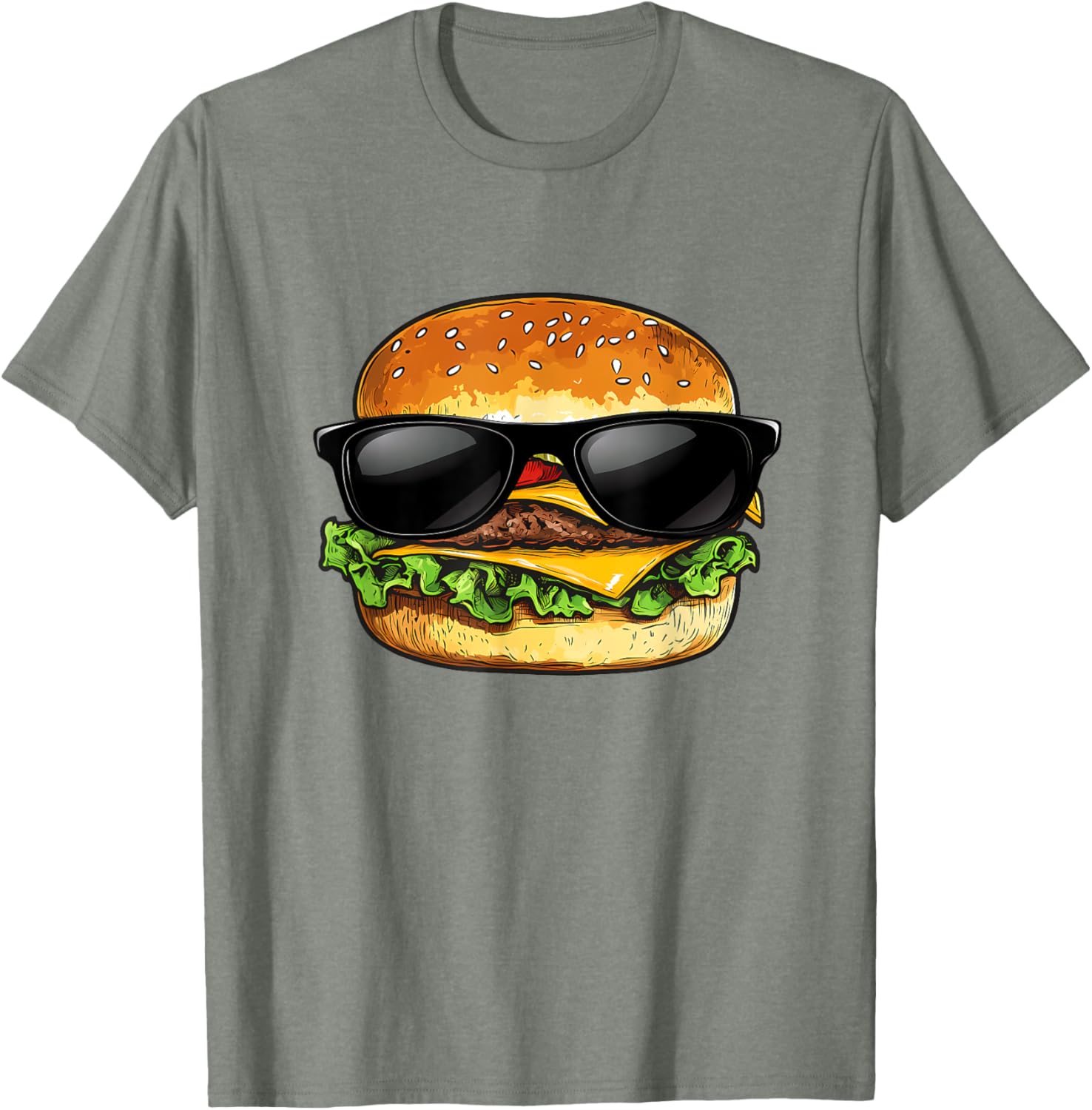 Funny Hamburger Sunglasses Cheese BBQ T-Shirt for Food Lovers - 18