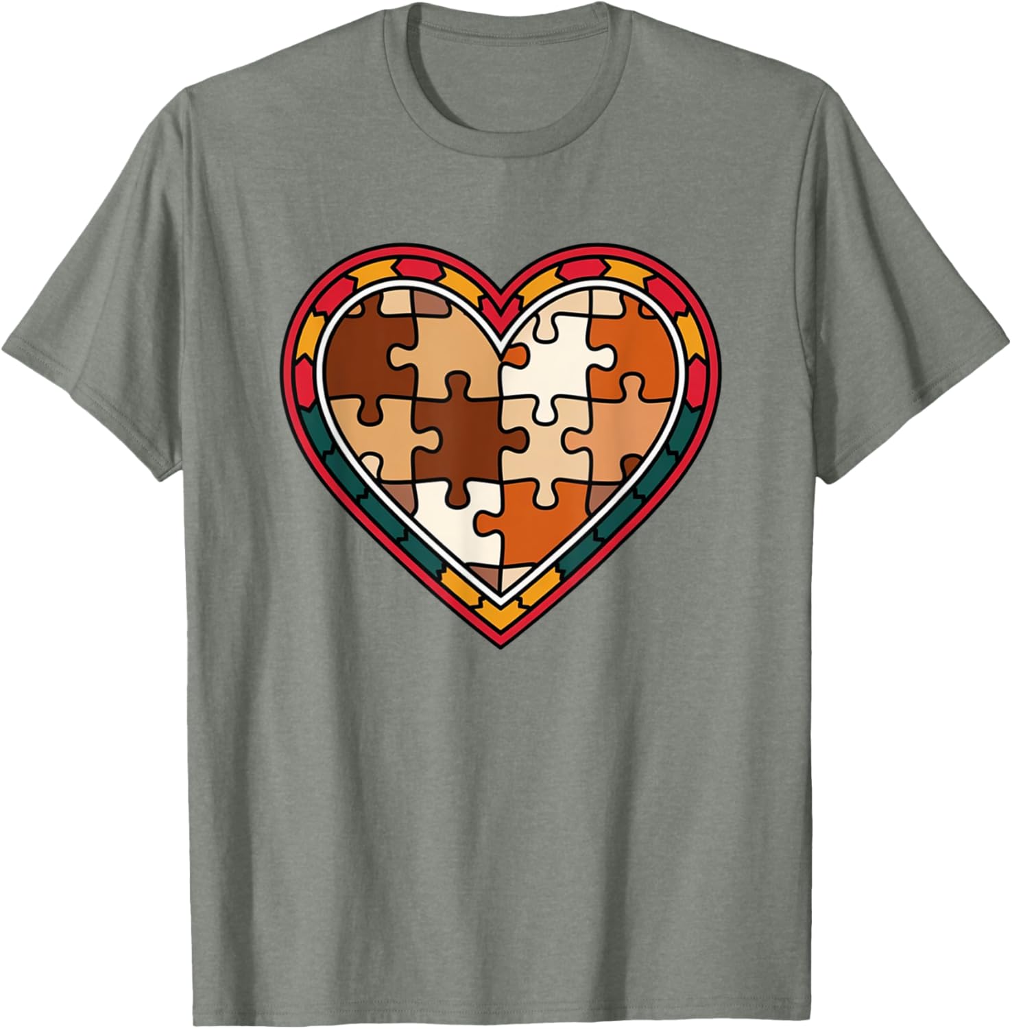 Melanin Heart Puzzle Black History Motivational Afro T-Shirt for All - 5