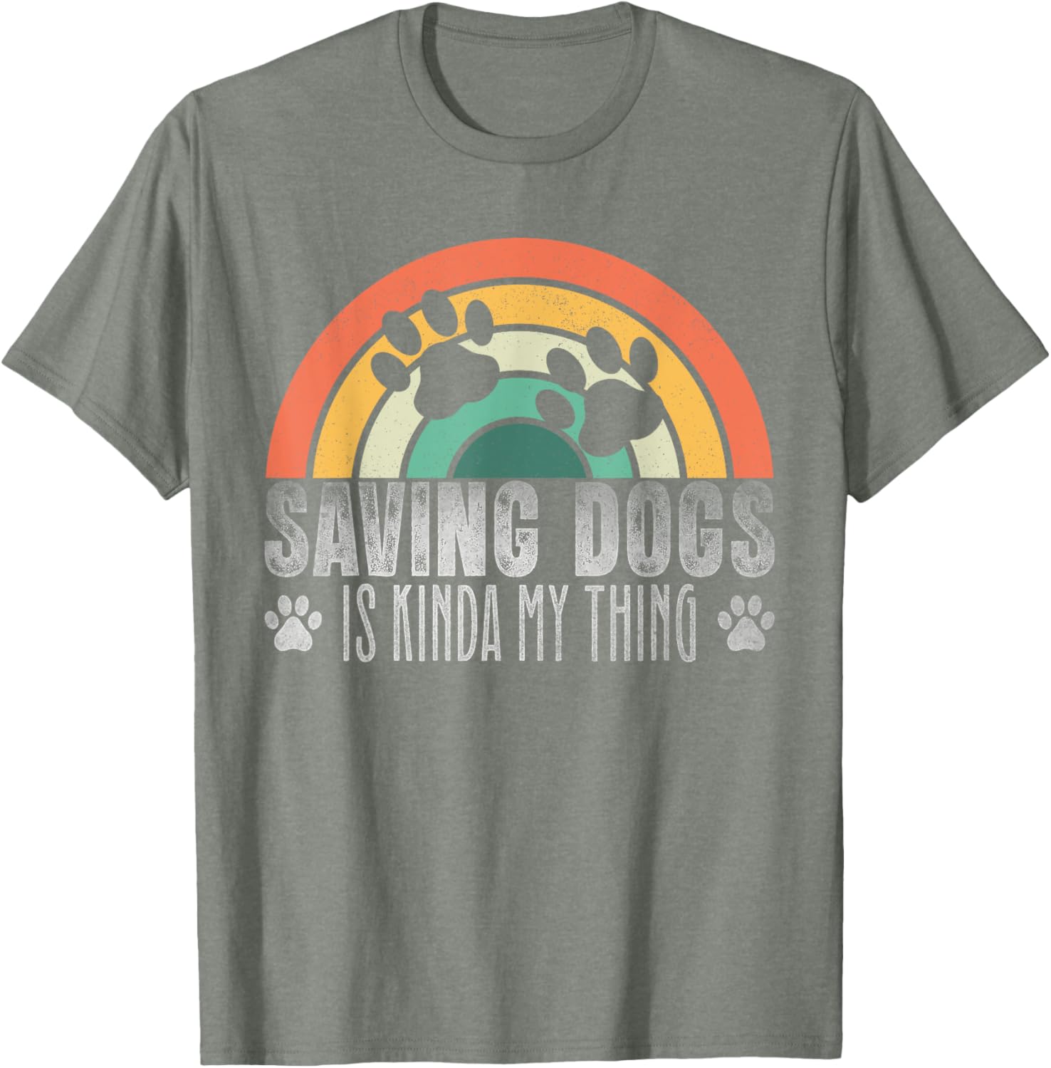 Vintage Dog Rescue Paw Print T-Shirt for Men and Women - Saving Dogs Style - 1