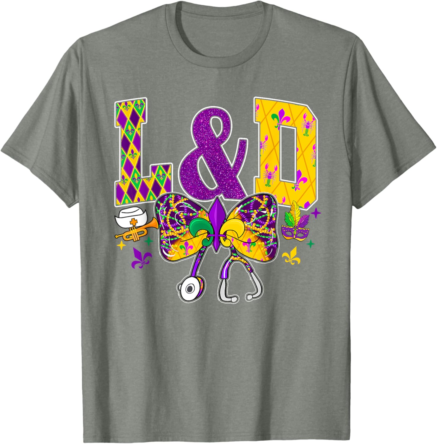 Funny Mardi Gras Coquette Bow T-Shirt for Men and Women Carnival Fun - 13