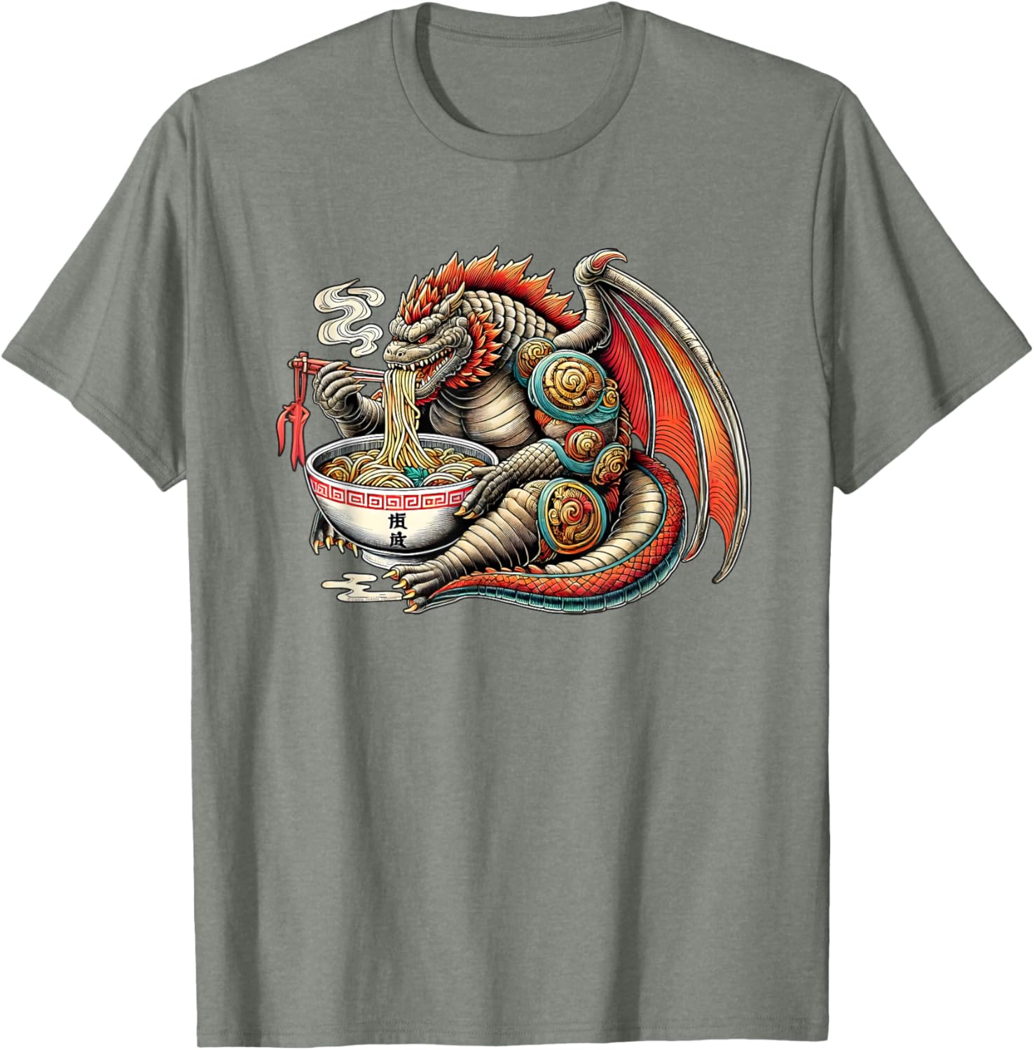 Funny Kaiju Dragon Ramen Monster T-Shirt for Japanese Culture Fans - 8