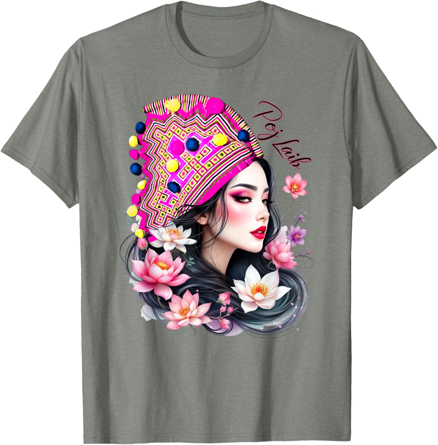 Hmong Proud Floral T-Shirt for Adults and Kids – Lightweight Black Tee - 11