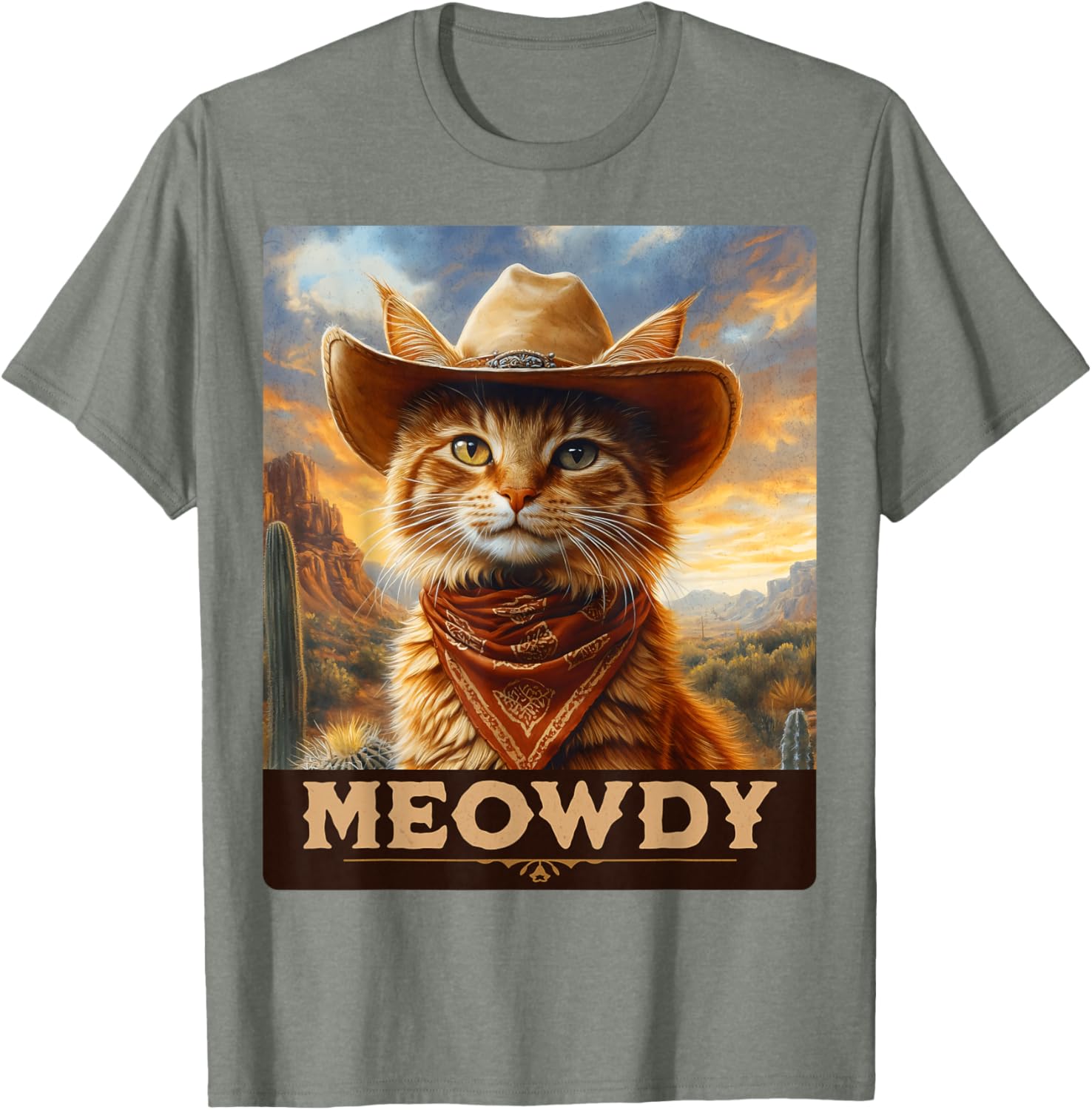 Meowdy Cowboy Cat T-Shirt for Wild West Cat Lovers and Fans - 19