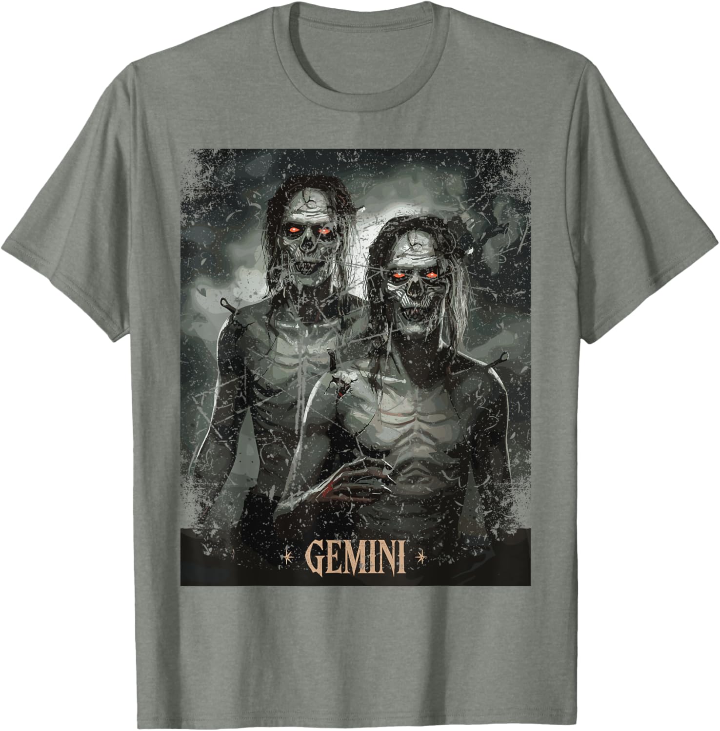 Zombie Gemini Twins Horror Zodiac T-Shirt for Unique Style Lovers - 8