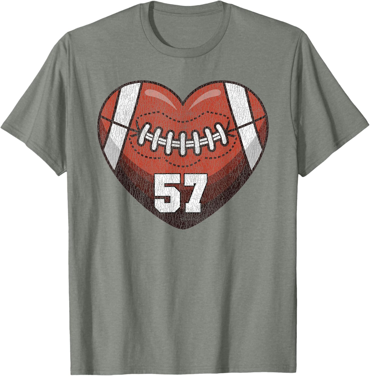 Football Number 57 Distressed Heart T-Shirt for Proud Football Moms - 20