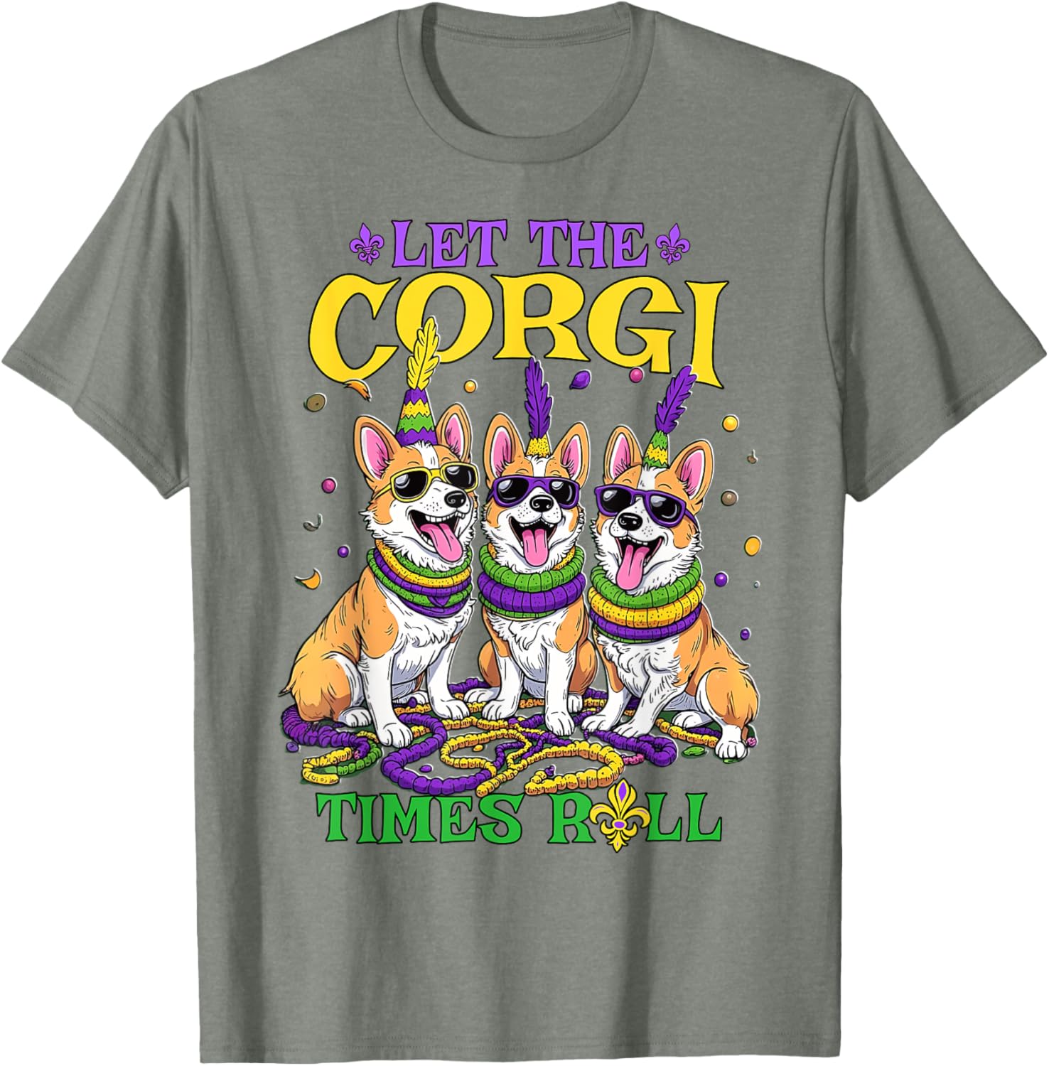 Let Corgi Times Roll Mardi Gras Corgi T-Shirt Fun Pet-Themed Apparel - 9