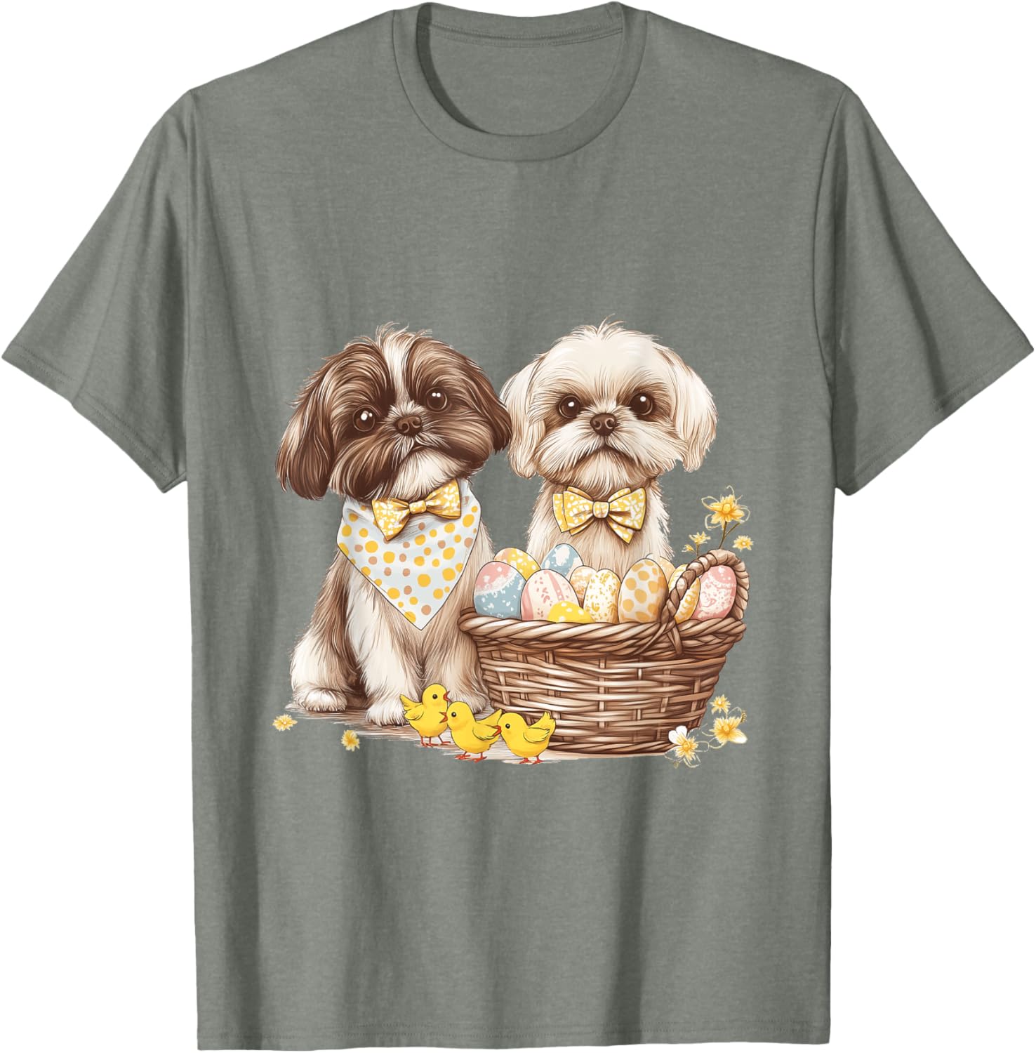 Happy Easter Shih Tzu Dog T-Shirt with Eggs and Chicks for Fun Celebrations - 27