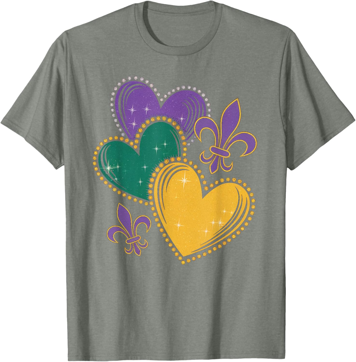 Mardi Gras Hearts T-Shirt for Women Girls and Kids - Fun Festive Apparel - 12