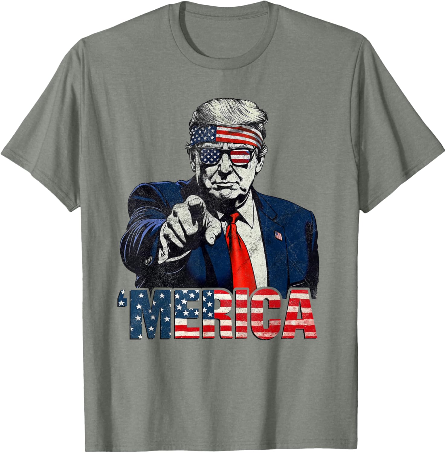 Happy 4th of July Merica Trump American Flag T-Shirt for Celebrations - 3