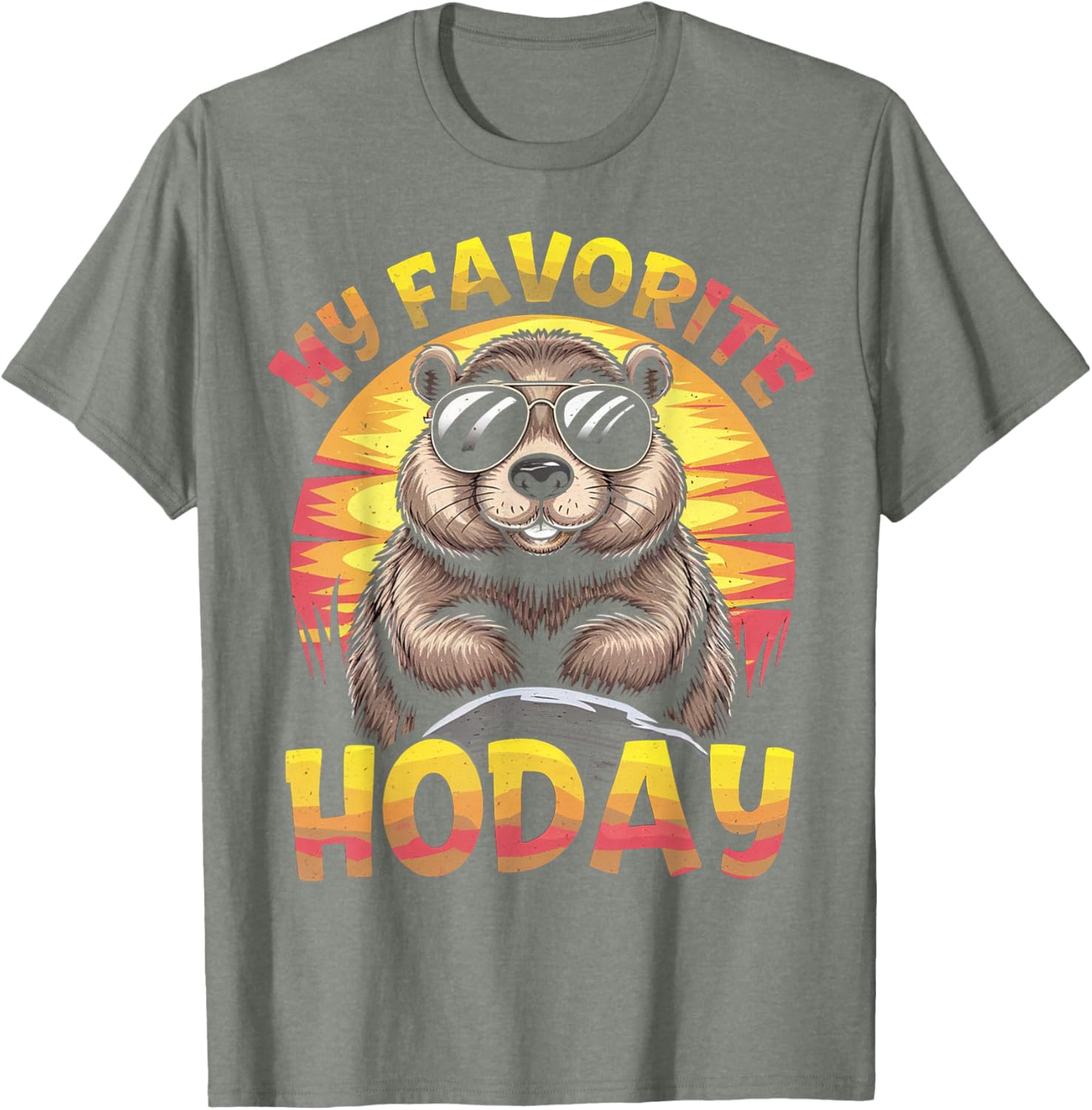 My Favorite Holiday Groundhog Day T-Shirt Featuring Woodchuck Design - 10