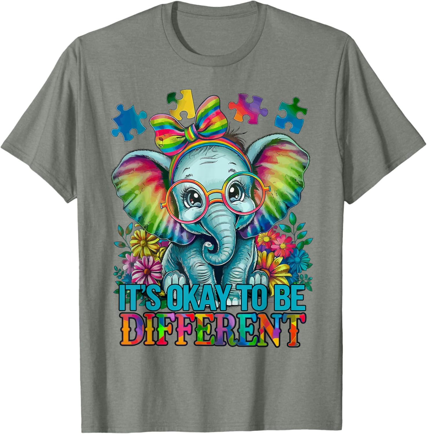 Cute Elephant Autism Awareness T-Shirt Embrace Differences in Style - 3