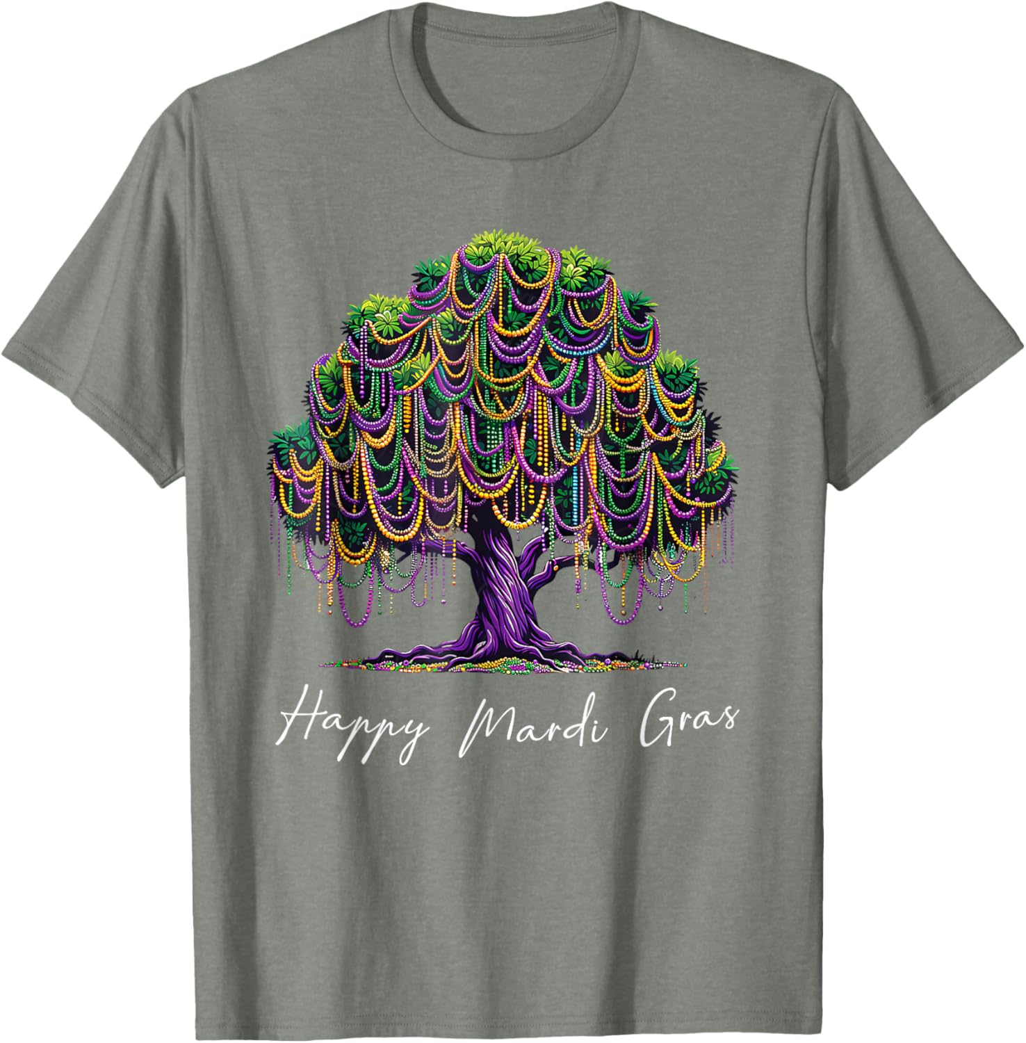 Mardi Gras Tree Beads T-Shirt for Men, Women, and Kids – Fat Tuesday Fun - 6