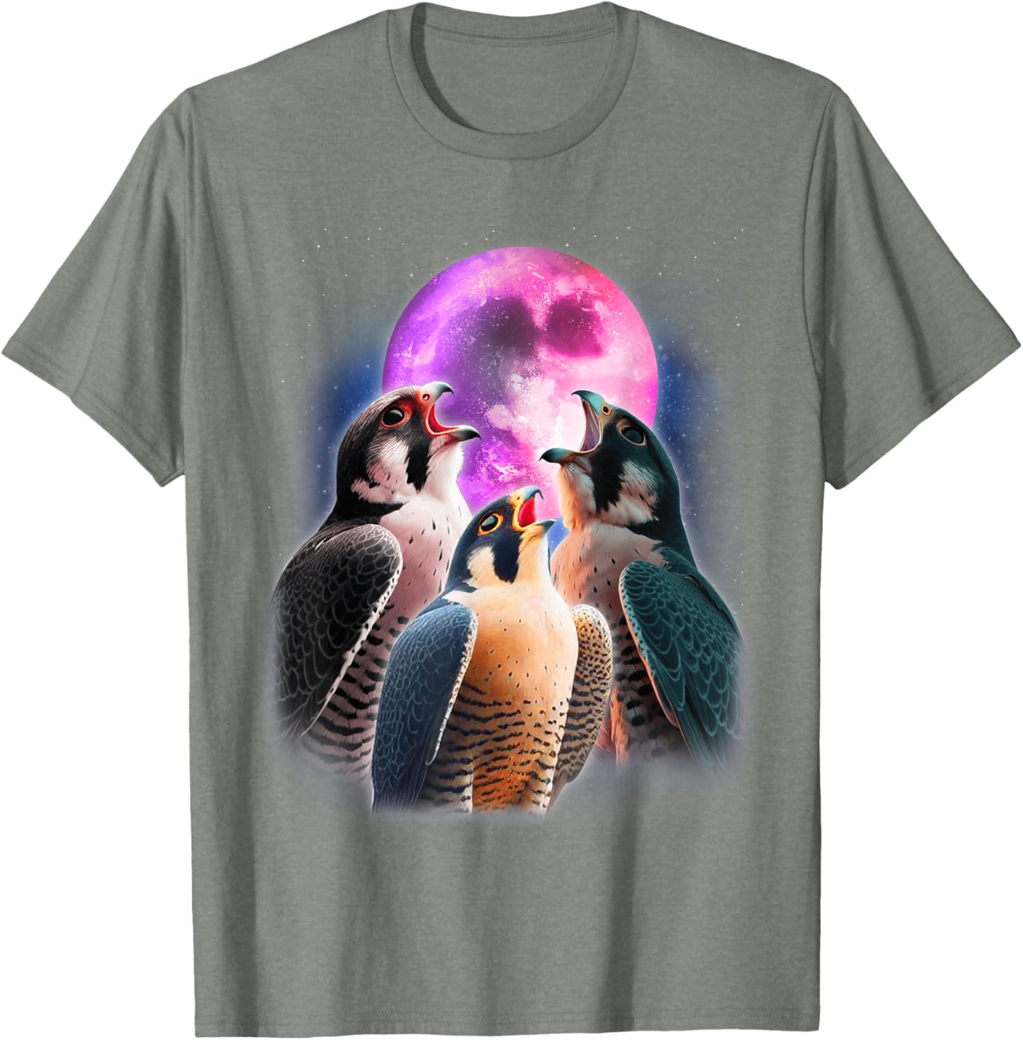 Funny Peregrine Falcon T-Shirt Howling at the Moon for Bird Lovers - 29