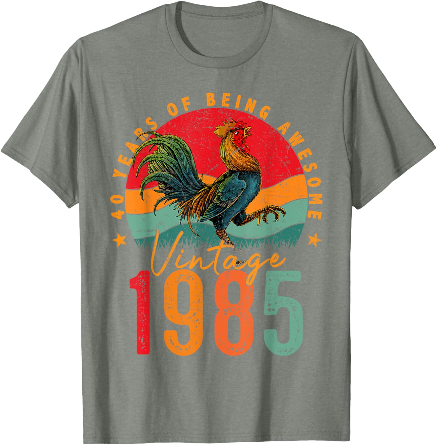 Vintage 1985 Chicken 40th Birthday Mens T-Shirt for 40 Year Old Gifts - 28