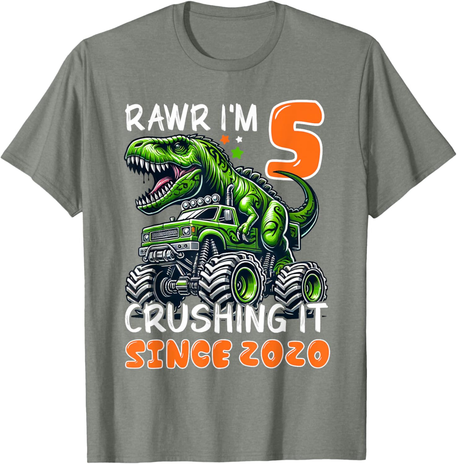 5th Birthday Monster Truck Dinosaur T-Shirt for Boys Rawr I'm 5 Fun! - 17