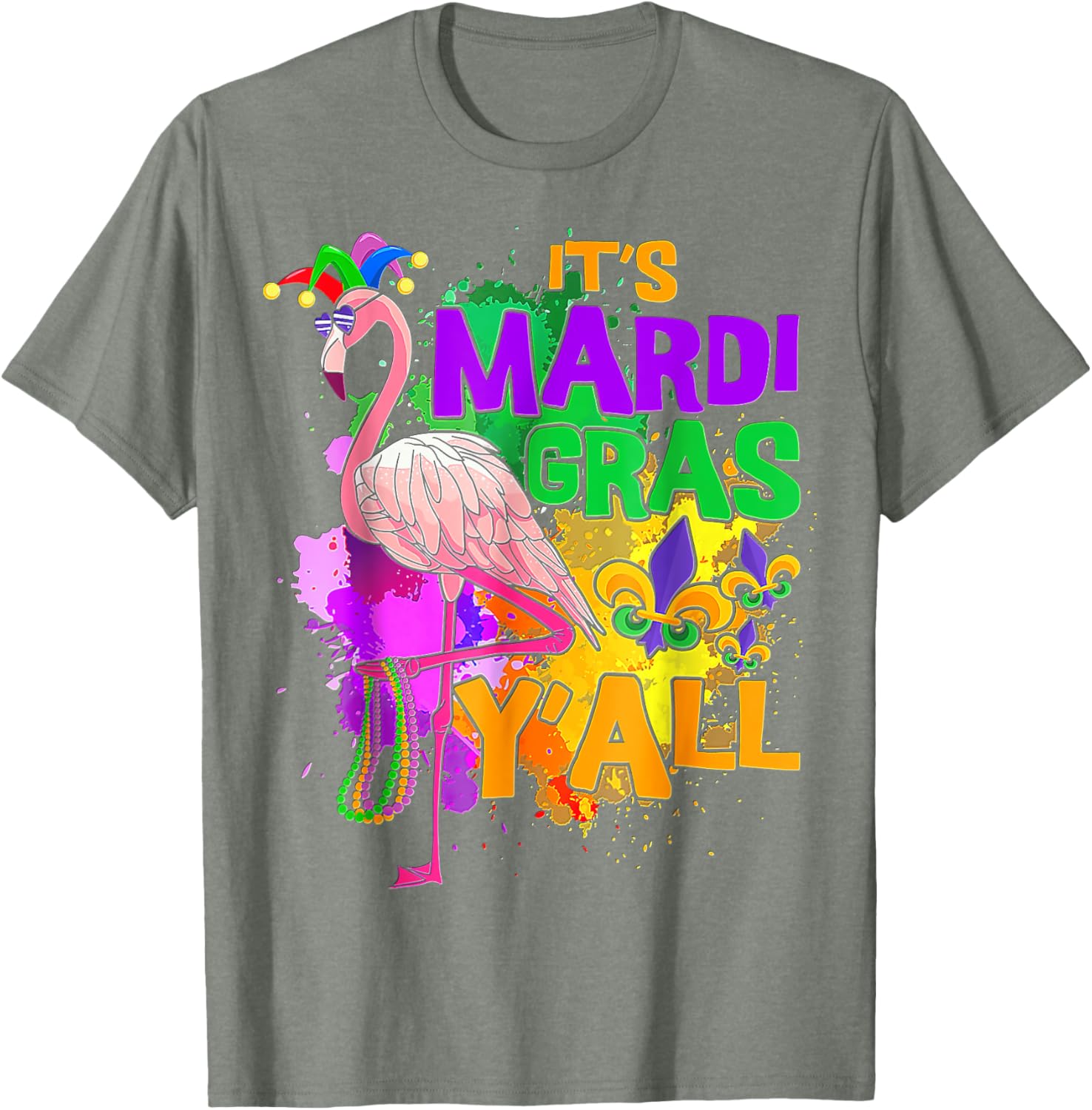 Flamingo Mardi Gras Carnival Party T-Shirt for Fun Festive Celebrations - 2