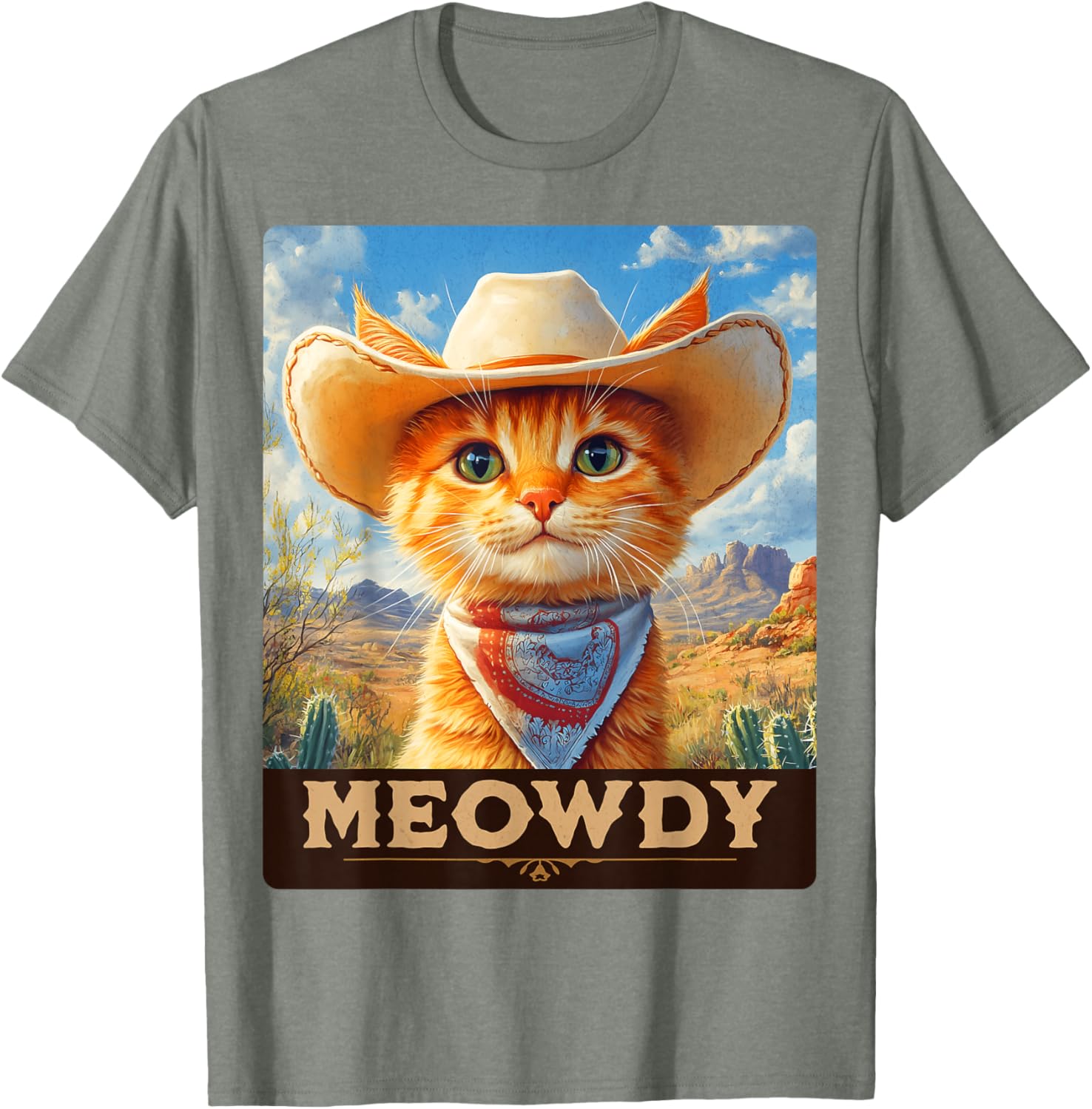 Meowdy Cowboy Cat T-Shirt for Wild West Lovers - Fun Pet Apparel - 27