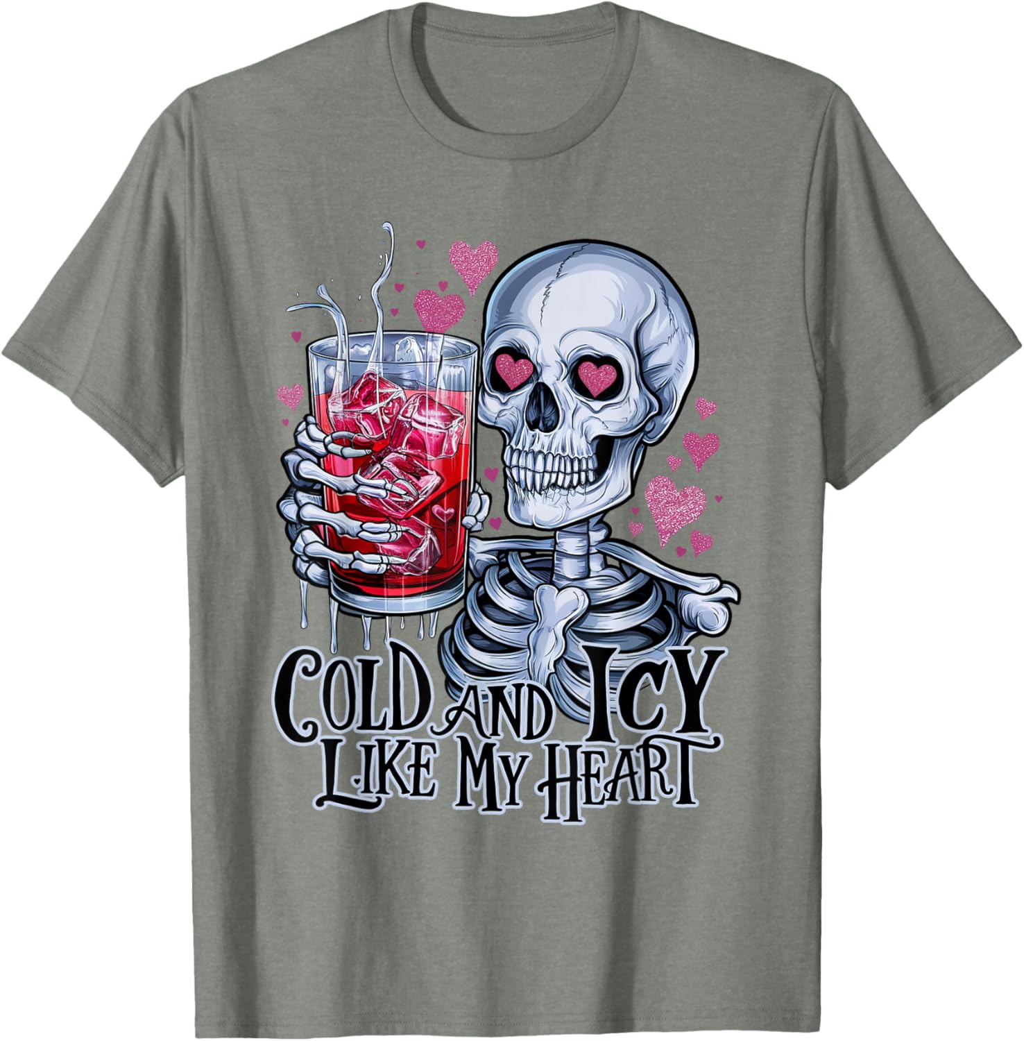 Funny Skeleton T-Shirt - Cold and Icy Like My Heart Anti-Valentine Tee - 5