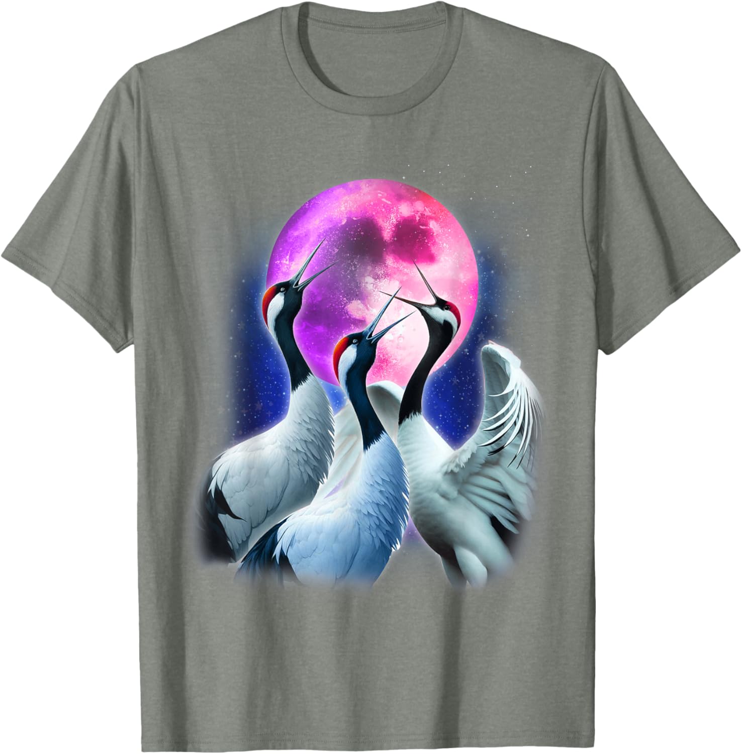 Funny Whooping Crane Howling at the Moon T-Shirt for Bird Lovers - 17