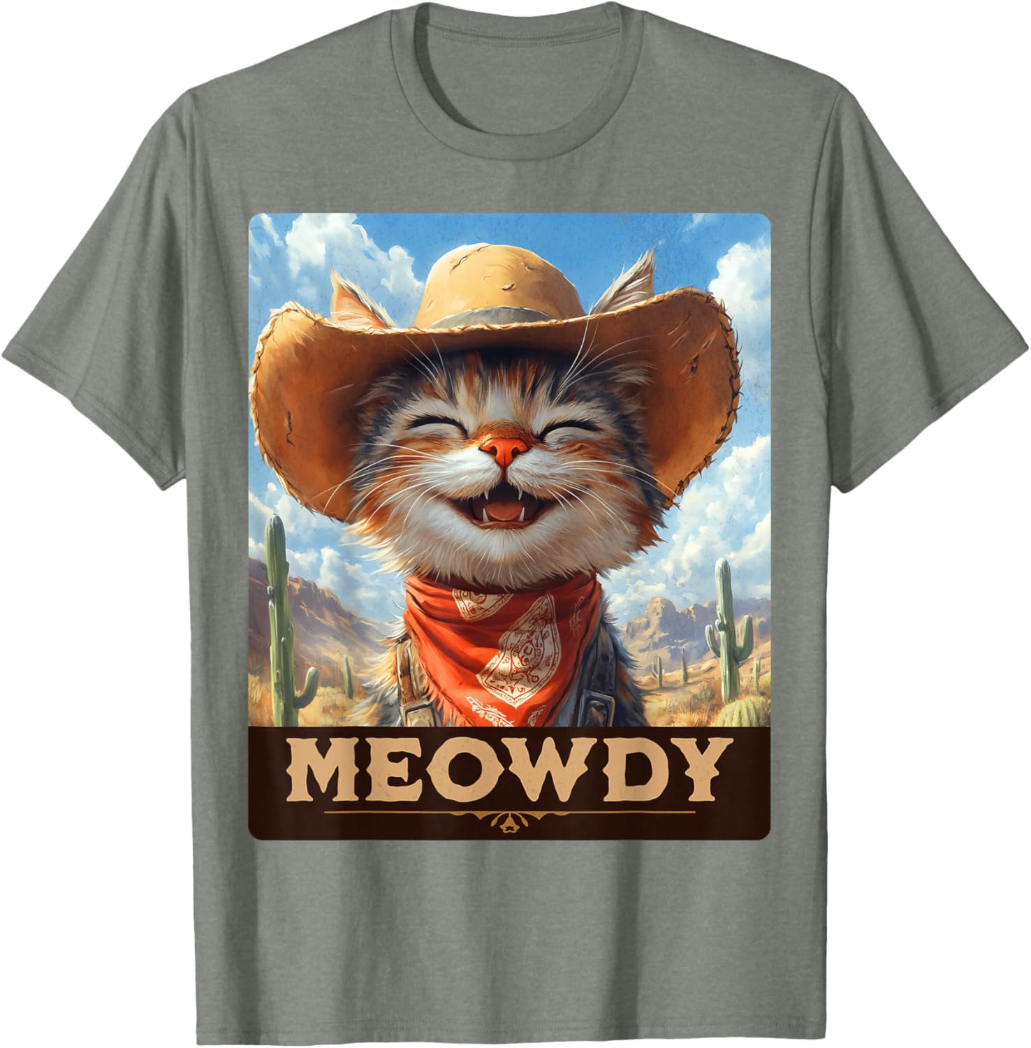 Meowdy Cowboy Cat T-Shirt - Wild West Feline Fun for Cat Lovers - 29