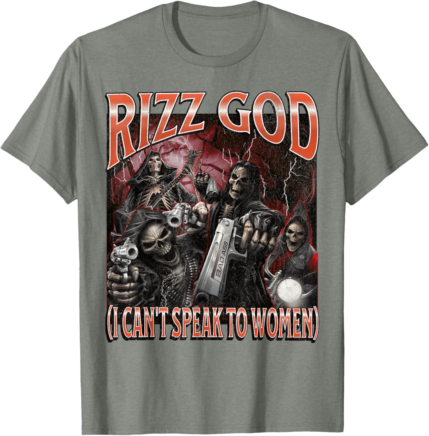 Funny Rizz God Skeleton Meme Tee for Men Who Can't Talk to Women - 2