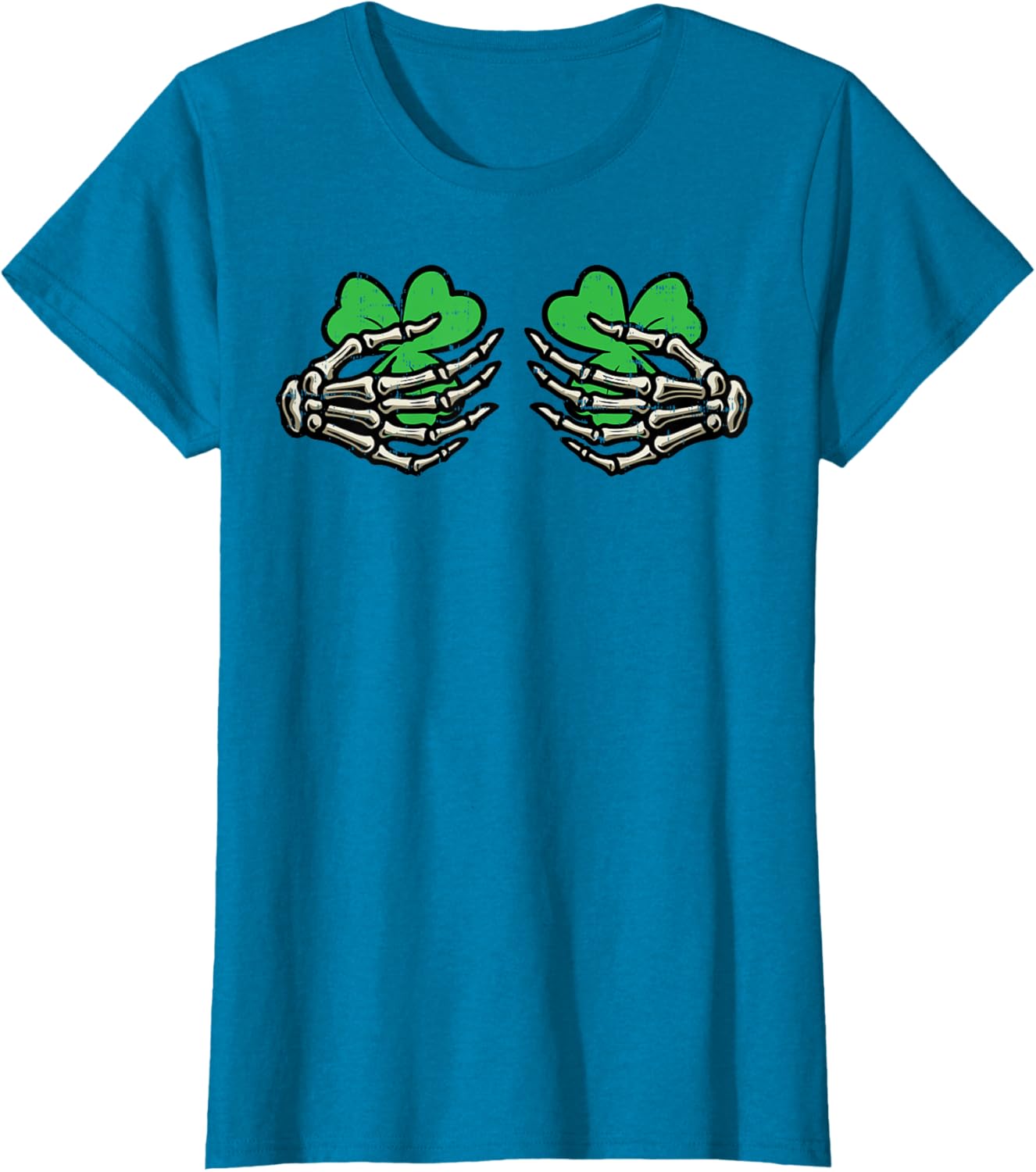 St Patricks Day Skeleton Hand Clover T-Shirt for Women - Fun Saint Patty's Style - 18