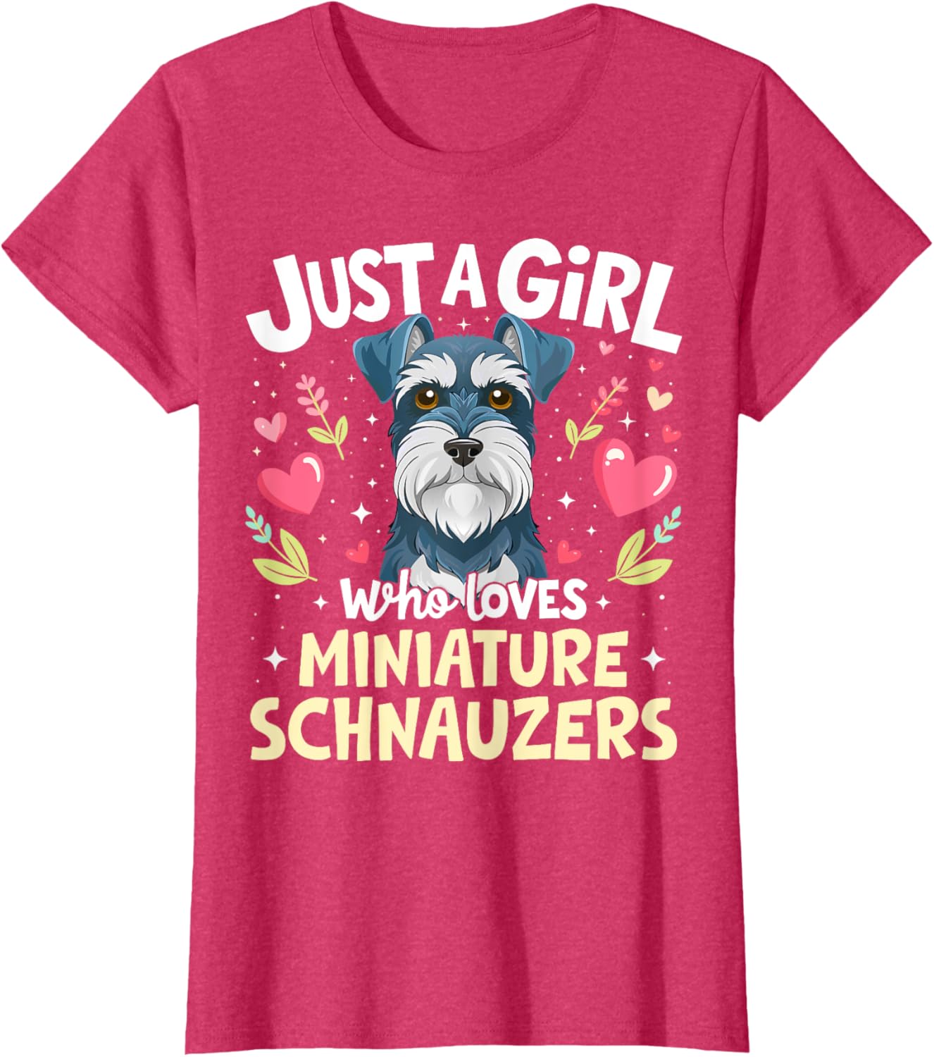 Cute Miniature Schnauzer Puppy T-Shirt for Dog Lovers Girls - 13
