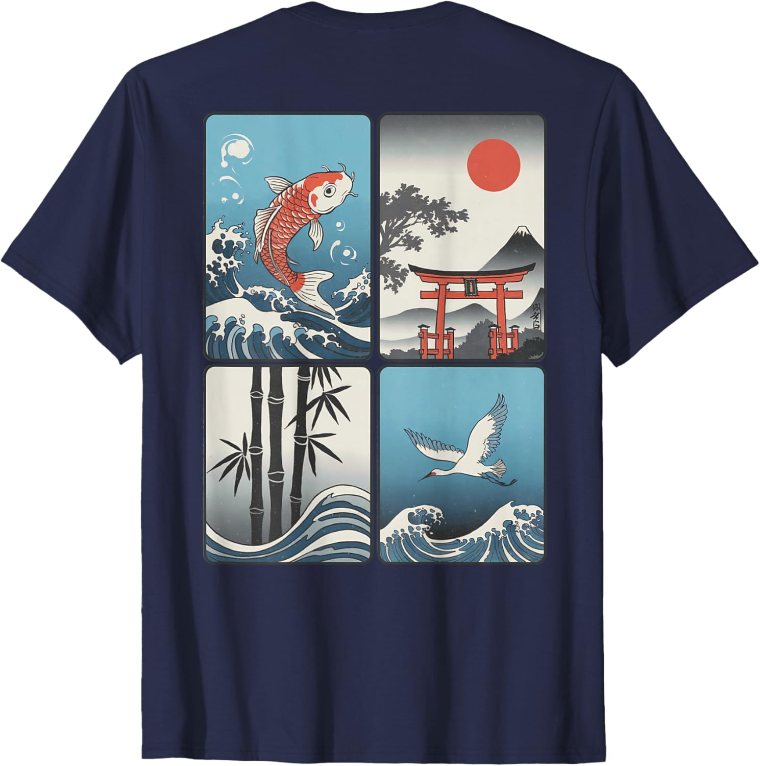 Japanese Koi Fish Great Wave Kanagawa T-Shirt with Kanji Design - 20