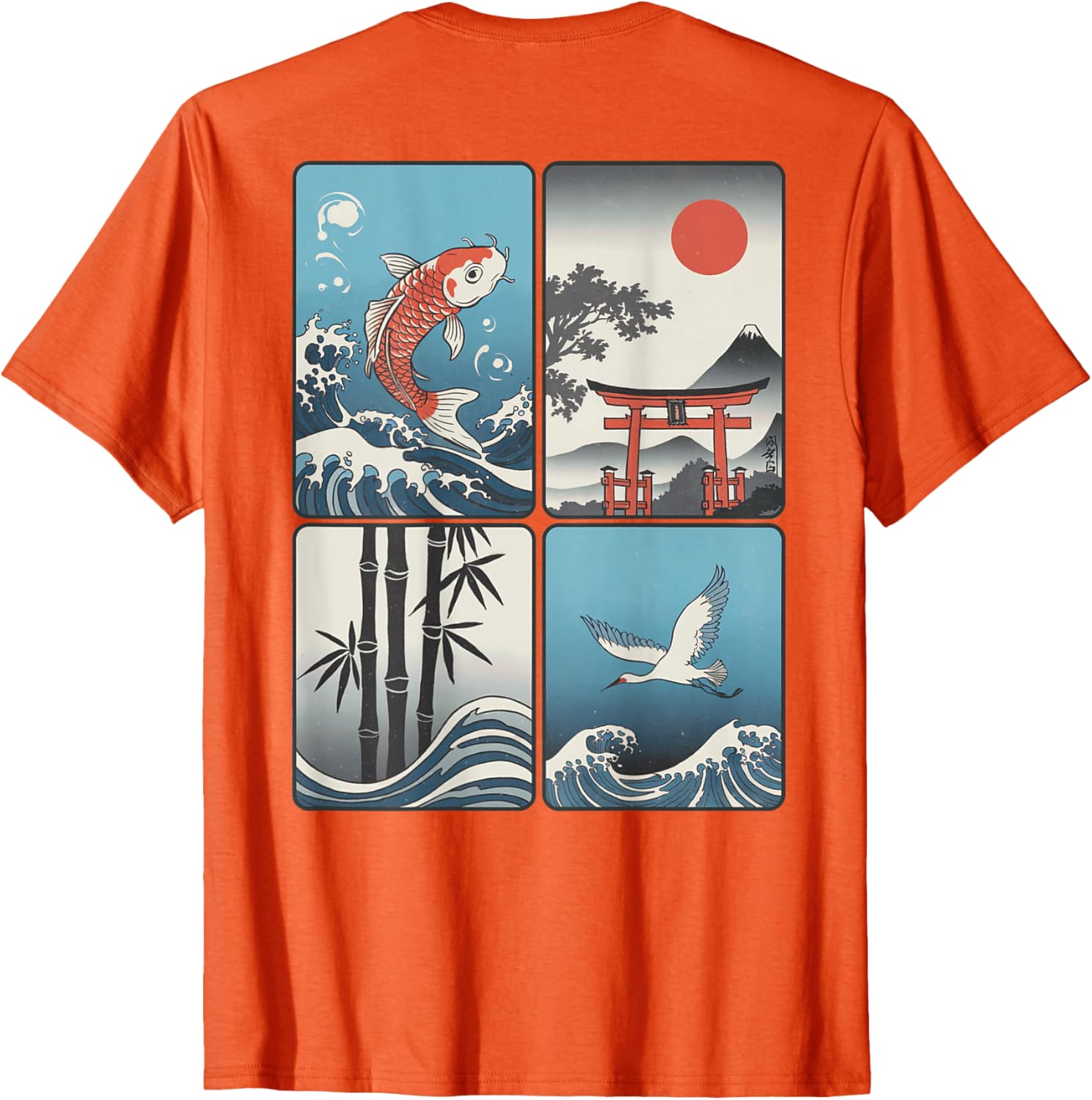 Japanese Koi Fish Great Wave Kanagawa T-Shirt with Kanji Design - 7