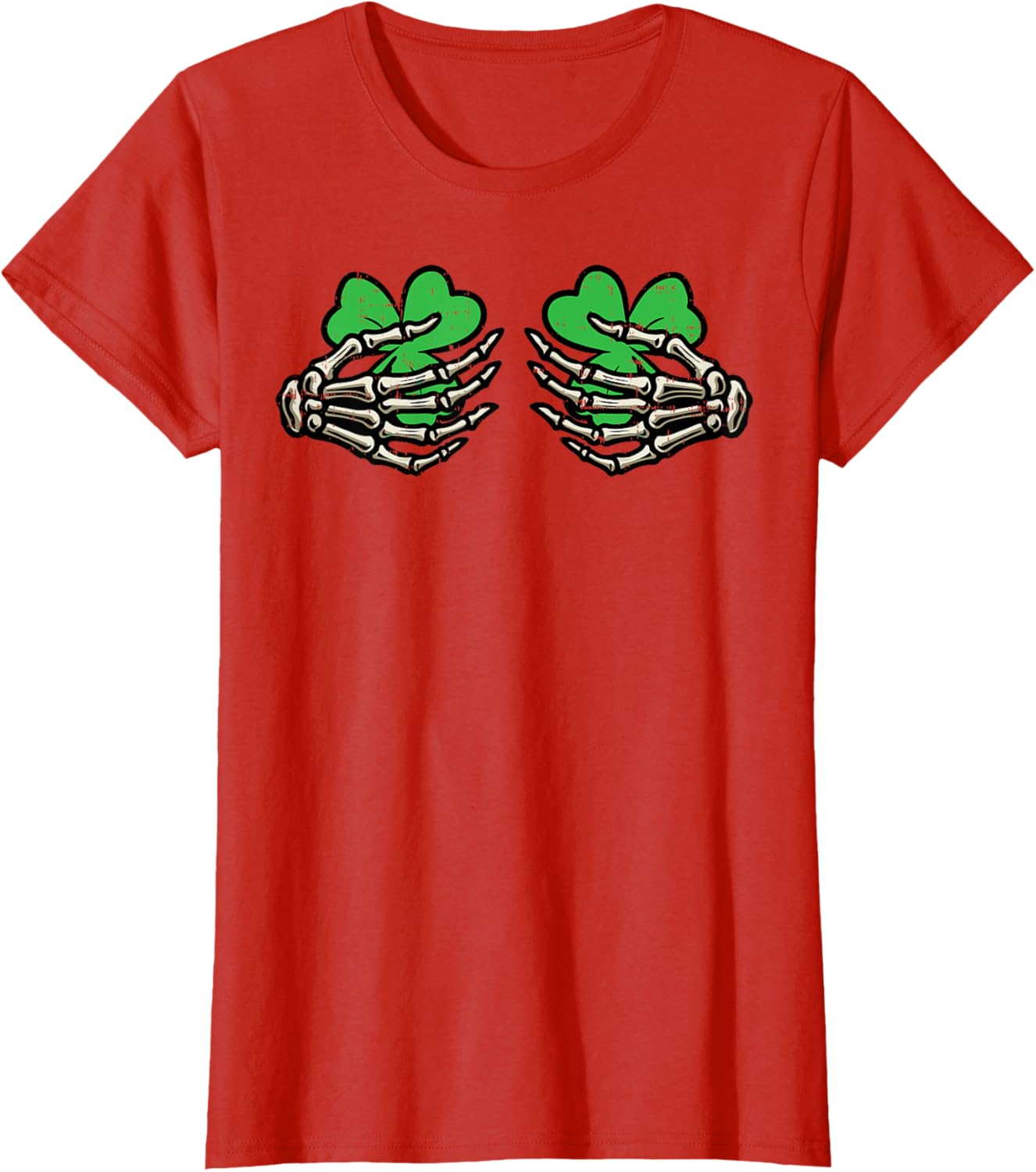 St Patricks Day Skeleton Hand Clover T-Shirt for Women - Fun Saint Patty's Style - 24