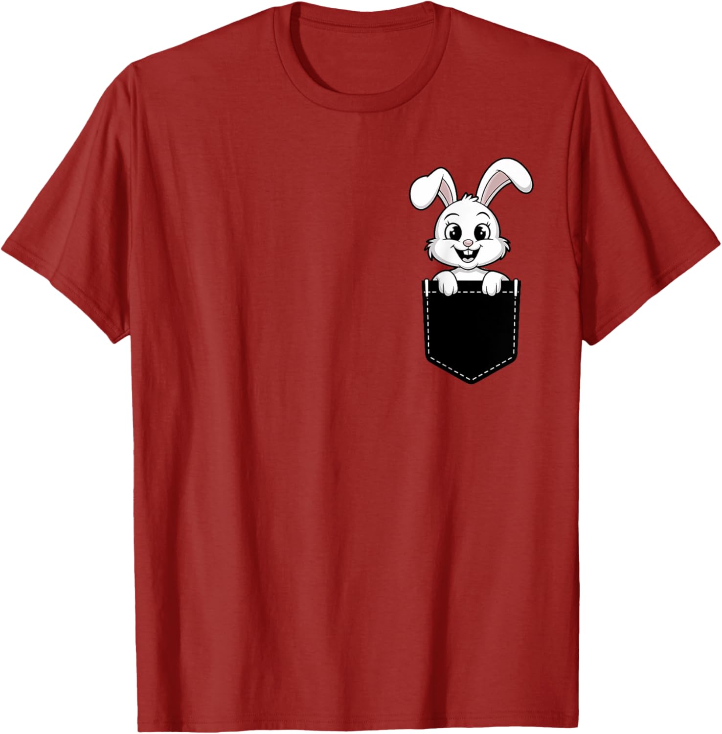 Cute Funny Rabbit in Pocket T-Shirt for Men and Women - Animal Lovers Design - 9