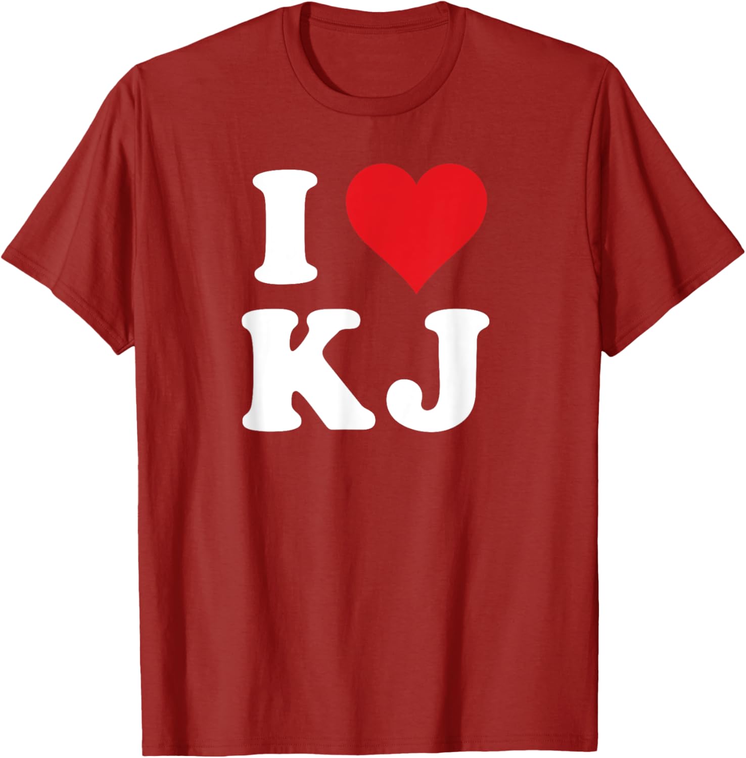 I Love KJ Initials Heart Design K J T-Shirt for Stylish Casual Wear - 14