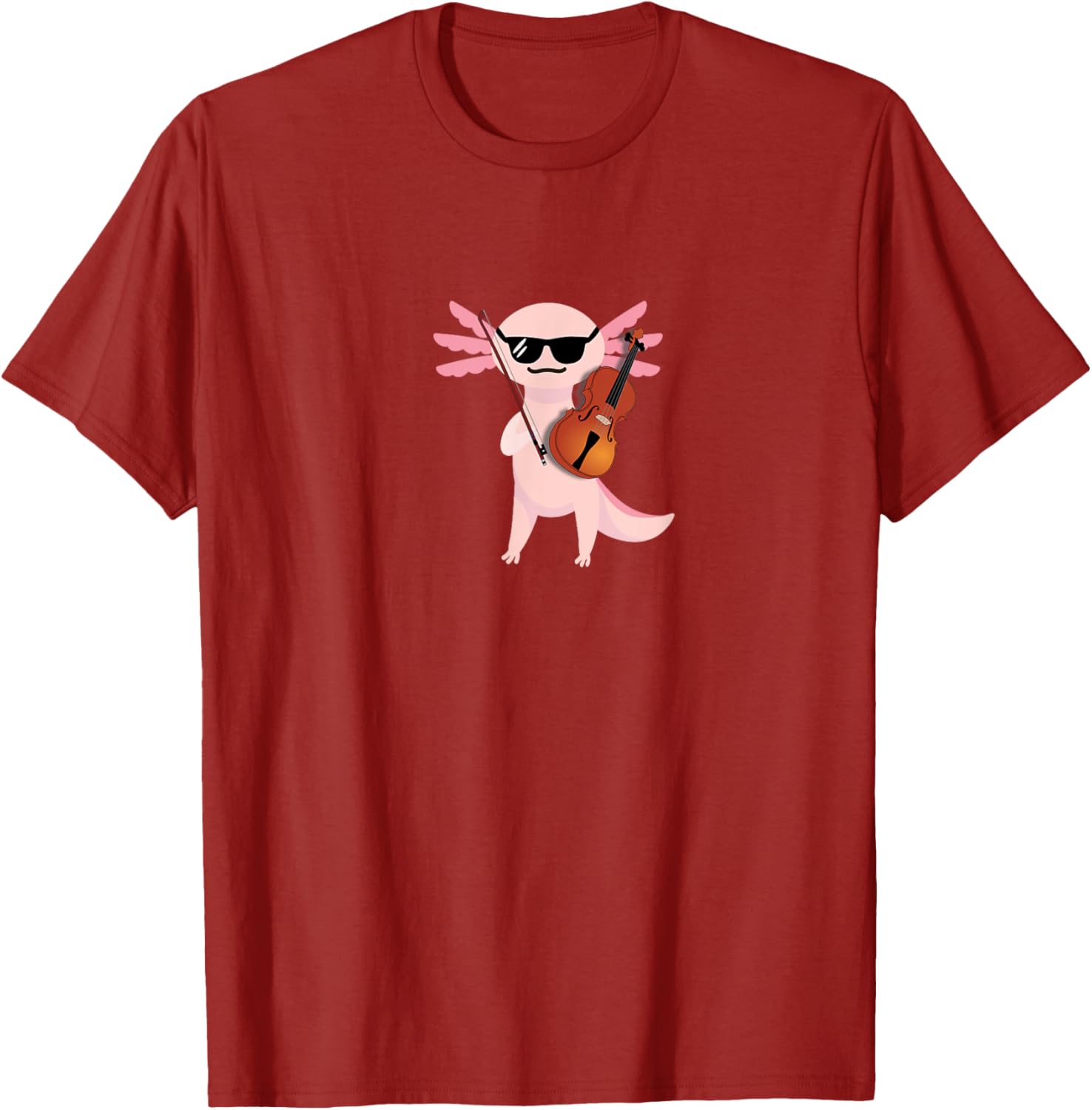 Cute Axolotl T-Shirt with Sunglasses Playing Violin for Fun Style - 1