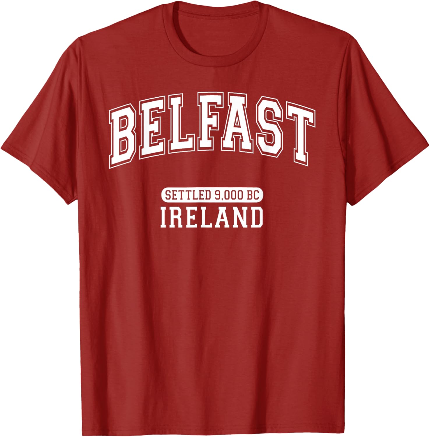Belfast Ireland Retro T-Shirt with Arched White Letters for History Lovers - 16