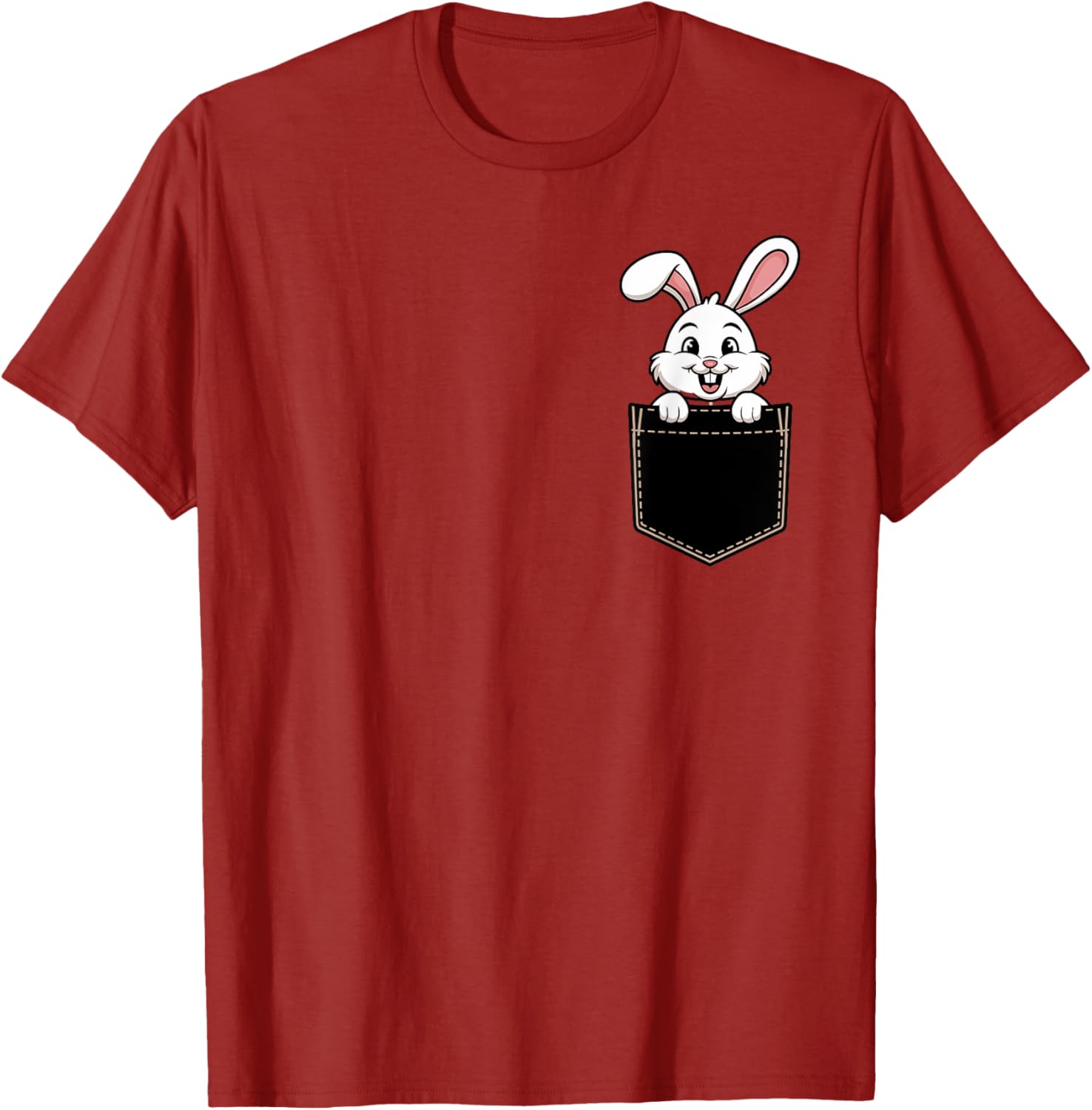 Cute Funny Rabbit Pocket T-Shirt for Men and Women - Adorable Animal Tee - 26