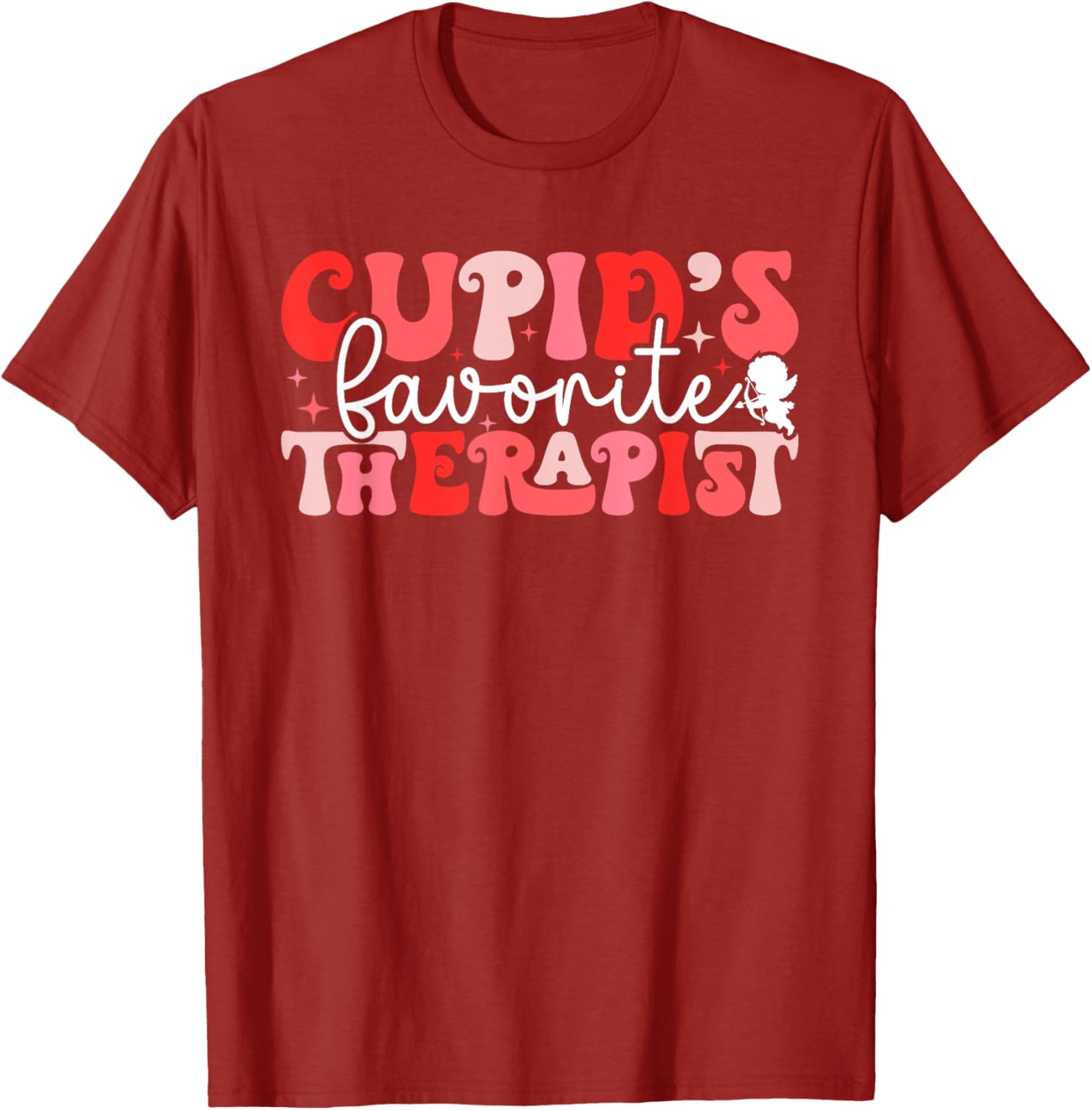 Cupid's Favorite Therapist Groovy Valentine's Day T-Shirt for Women - 6