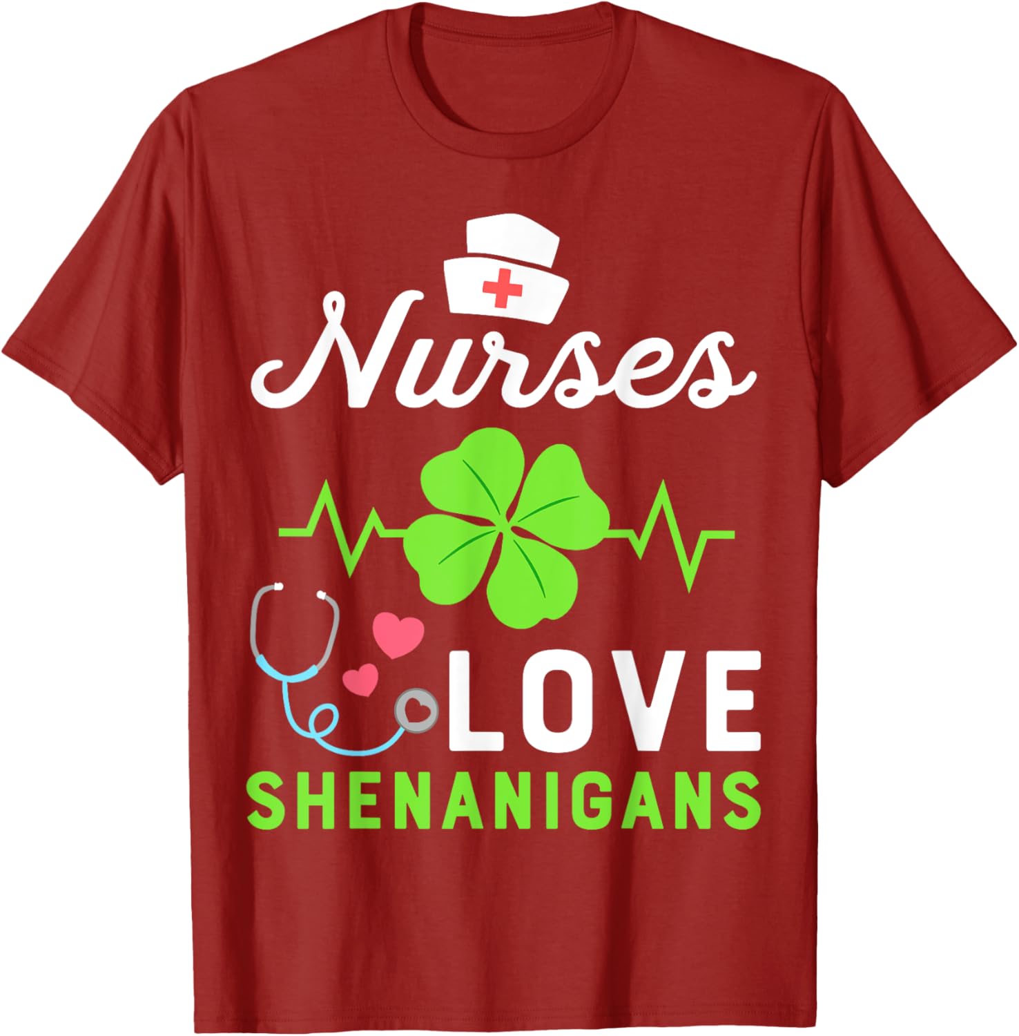 Nurse St Patricks Day Shamrock Heart T-Shirt for Fun Nursing Shenanigans - 8