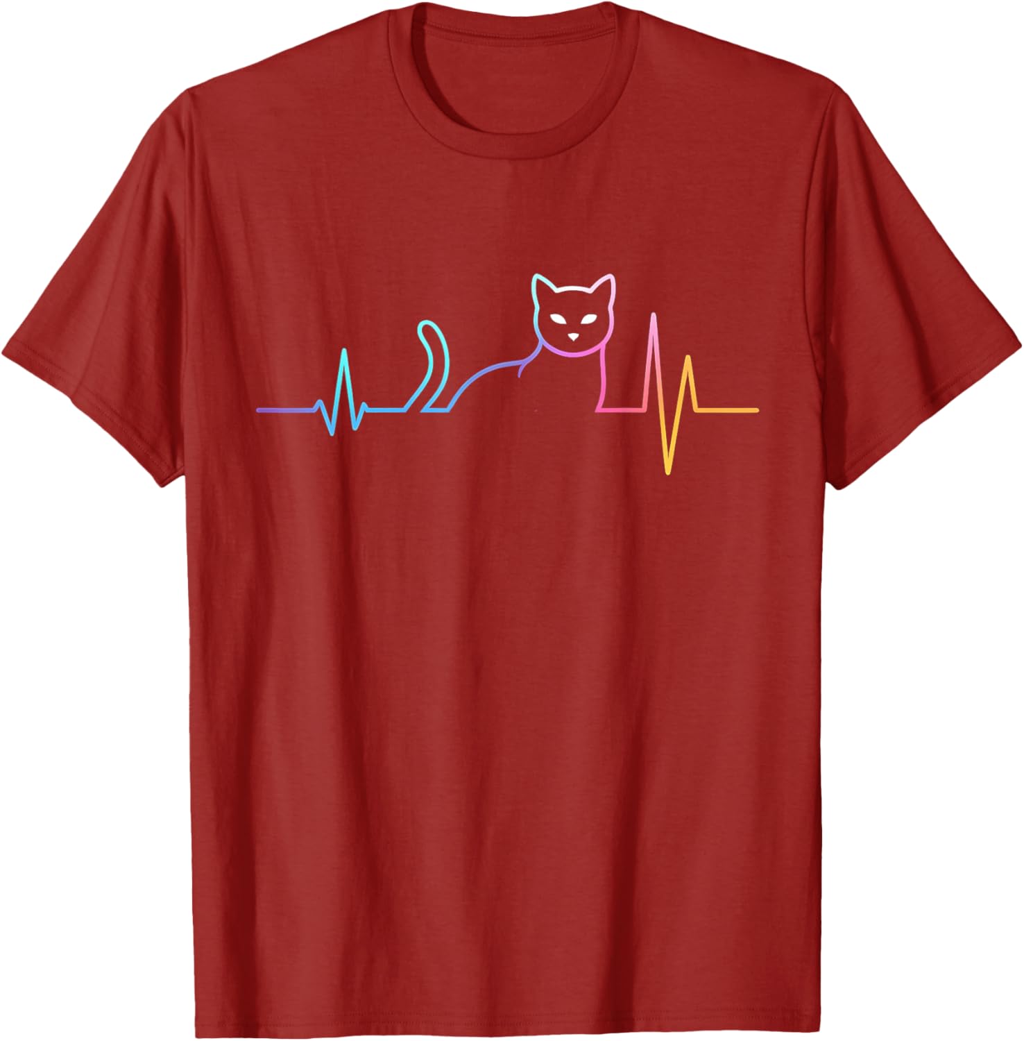 Colorful Heartbeat Cat T-Shirt for Funny Cat Lovers - Gifts for All Ages - 10