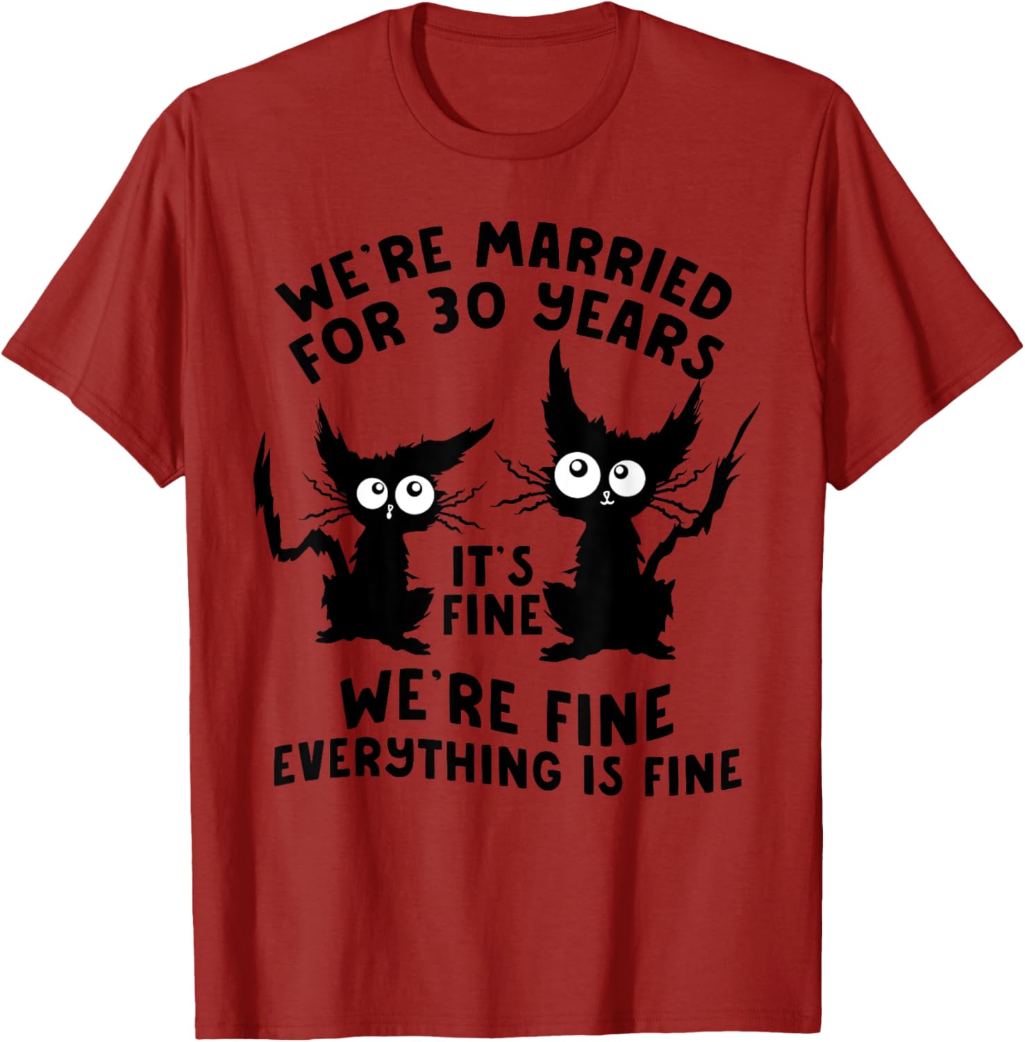 Funny Cat 30th Wedding Anniversary T-Shirt for 30 Years Married Gift - 16