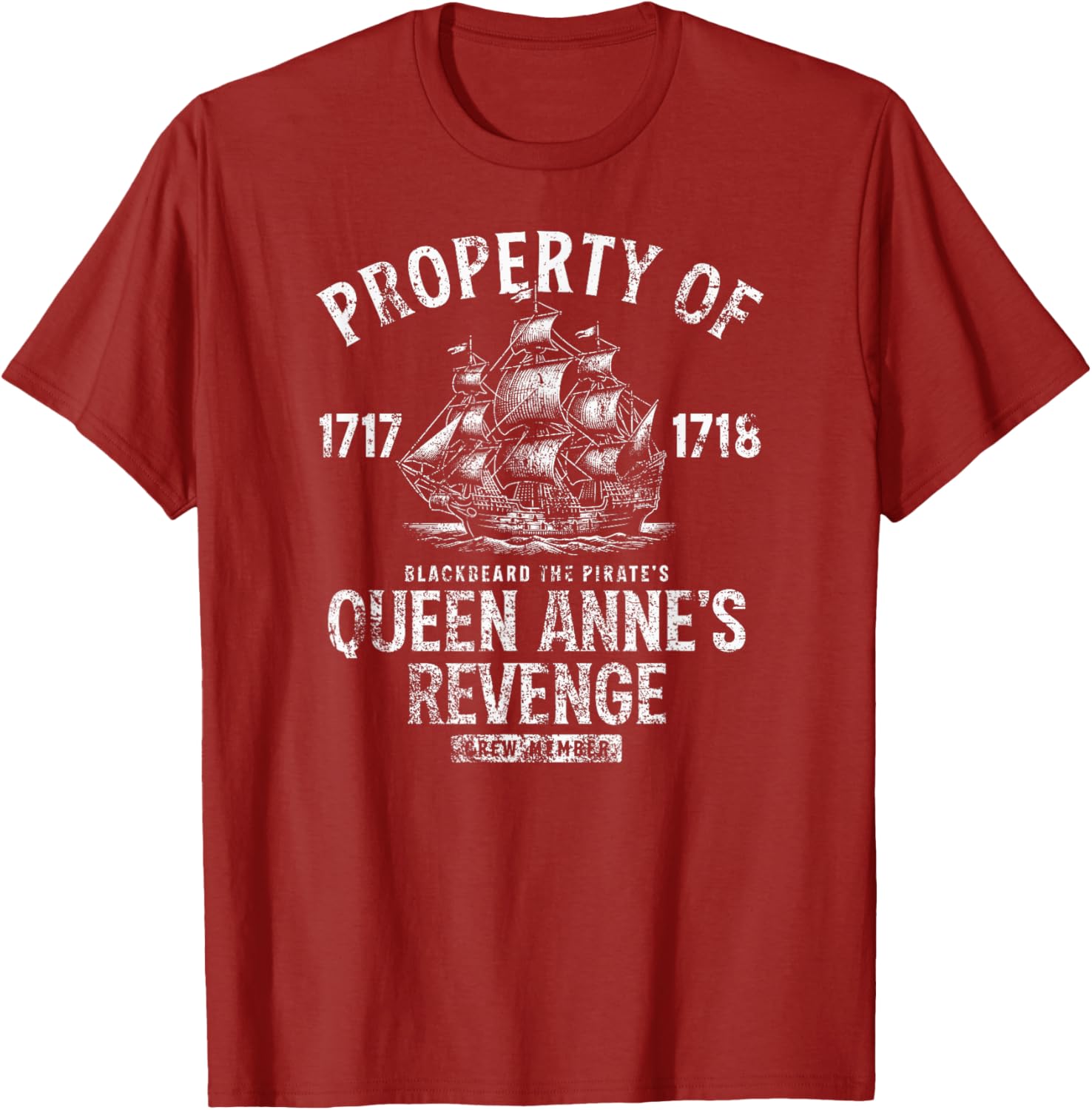 Blackbeard's Queen Anne's Revenge Distressed T-Shirt for Casual Style - 14