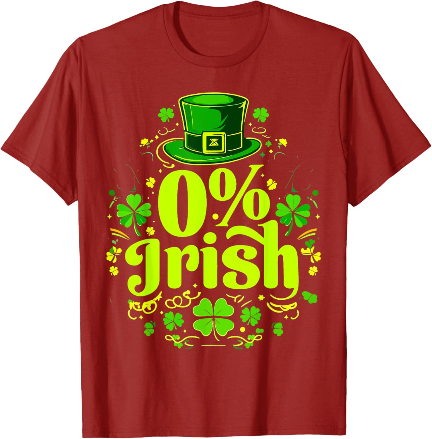 Funny 0% Irish St. Patrick's Day Zero Percent Graphic T-Shirt for Fun - 11