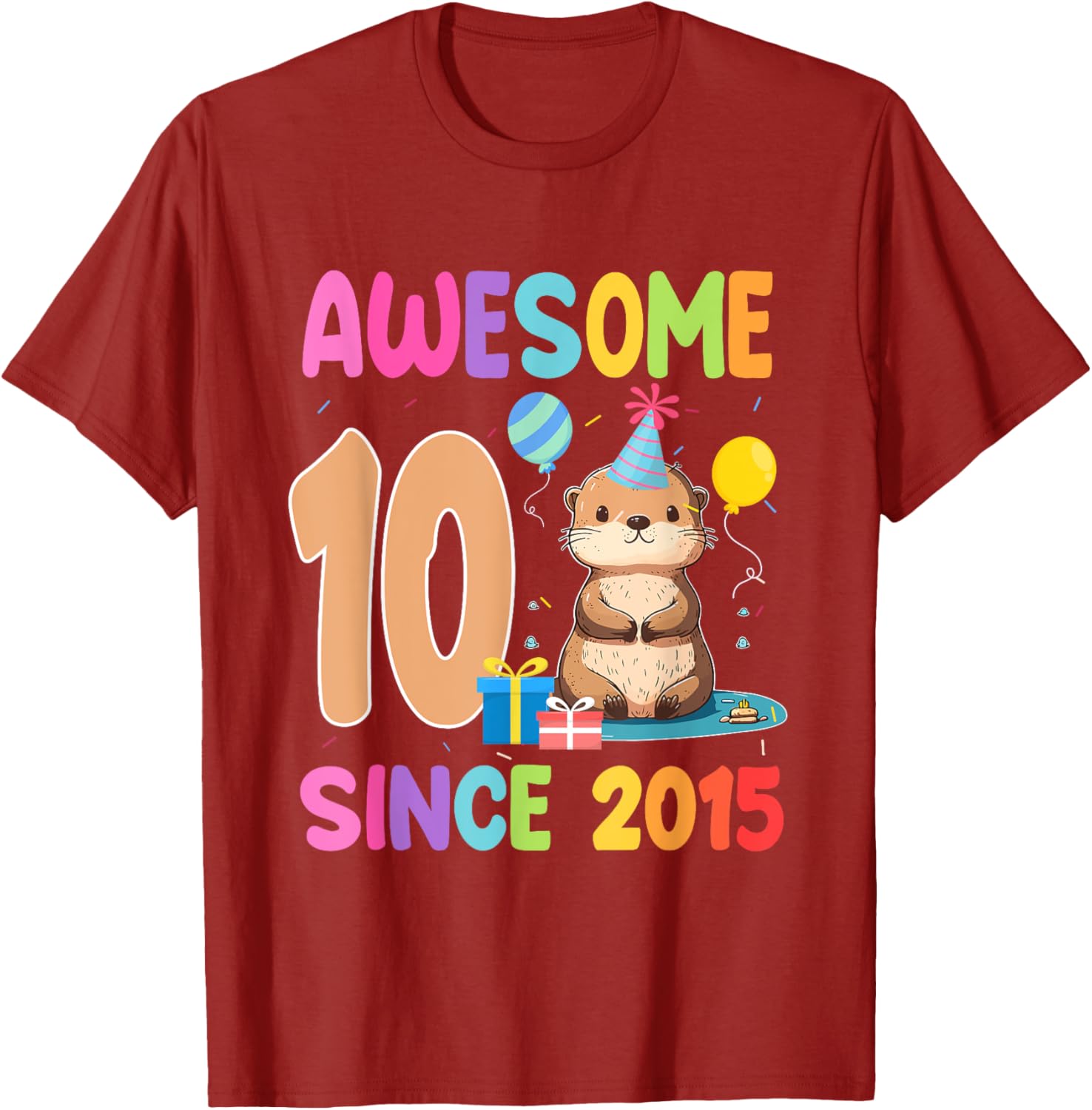 Cute Otter T-Shirt for 10th Birthday Celebration – Awesome Since 2015 - 17