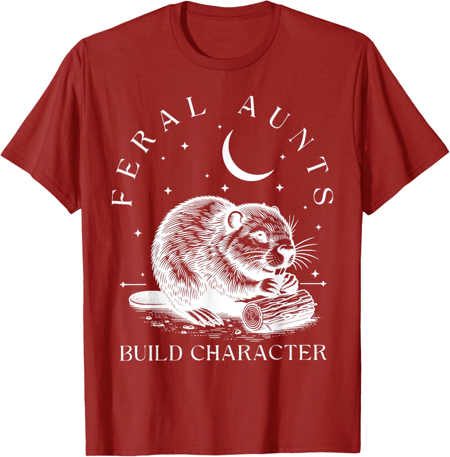 Funny Retro Aunt T-Shirt with Cute Beaver Design – Build Character Style - 18