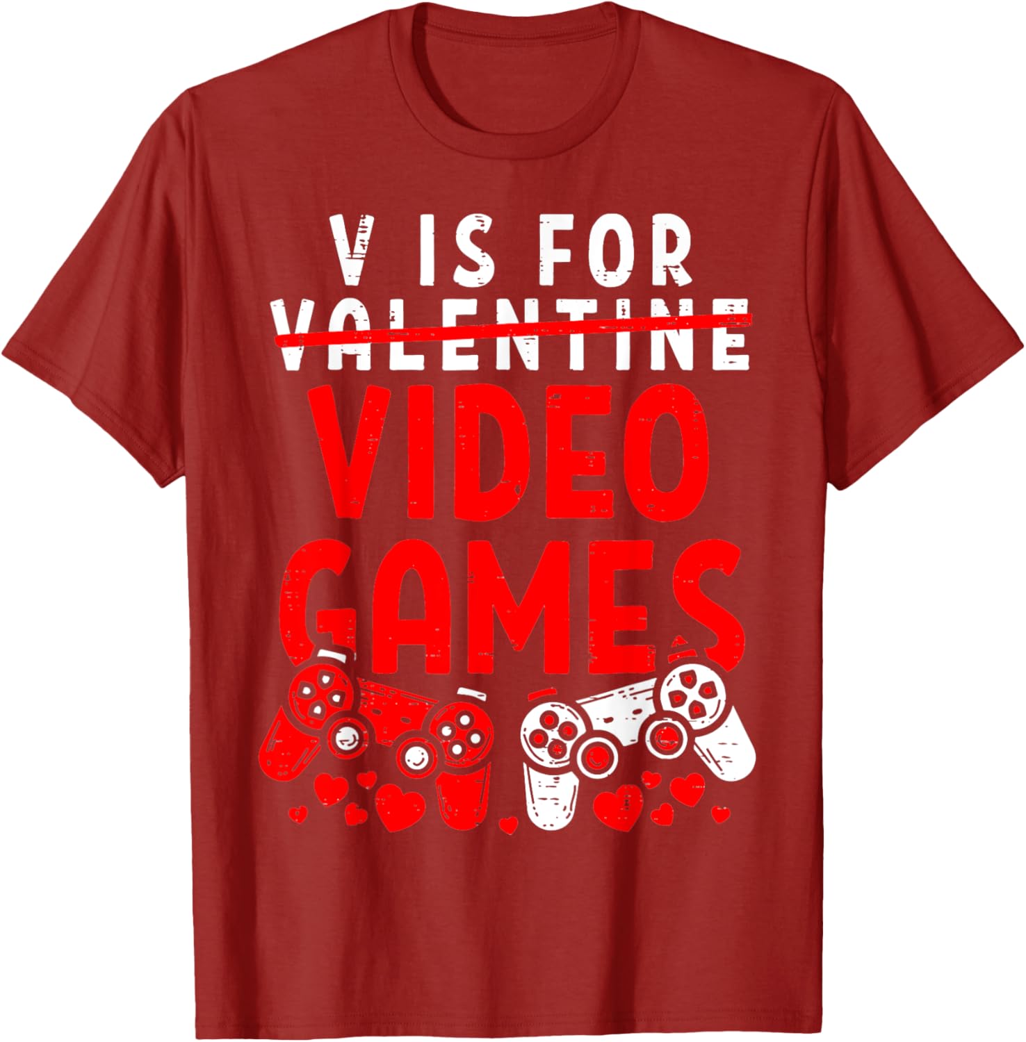 Funny V Is For Video Games Valentine's Day T-Shirt for Gamer Men - 23
