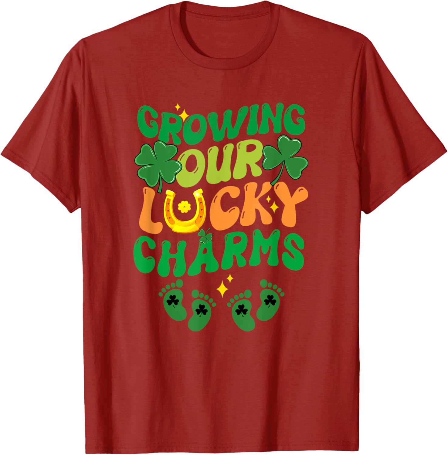 St Patrick's Day Pregnancy T-Shirt for Twin Moms with Lucky Charms Design - 22