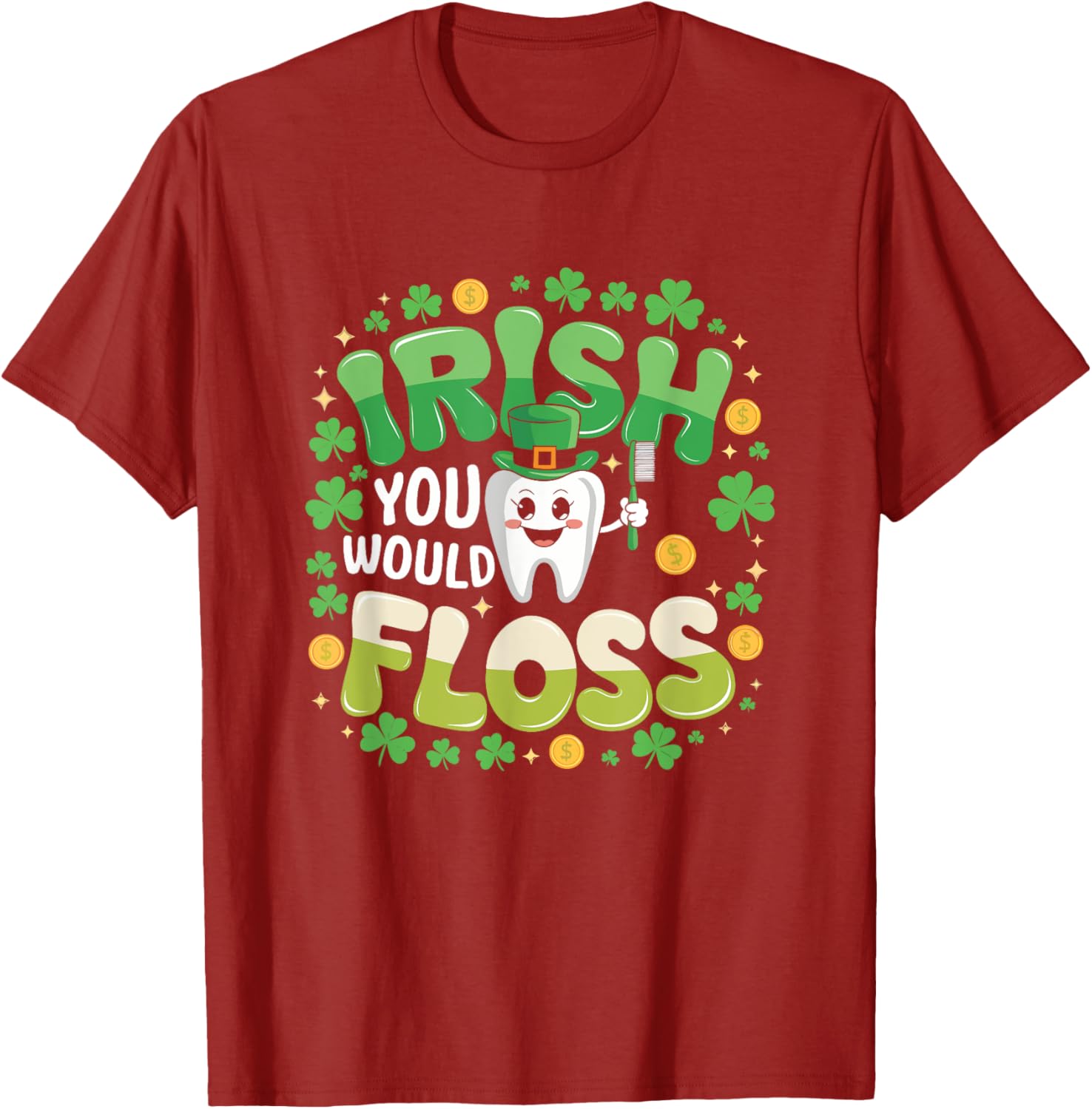 Retro Irish St Patrick's Day Flossing Dentist T-Shirt for Fun Celebrations - 9