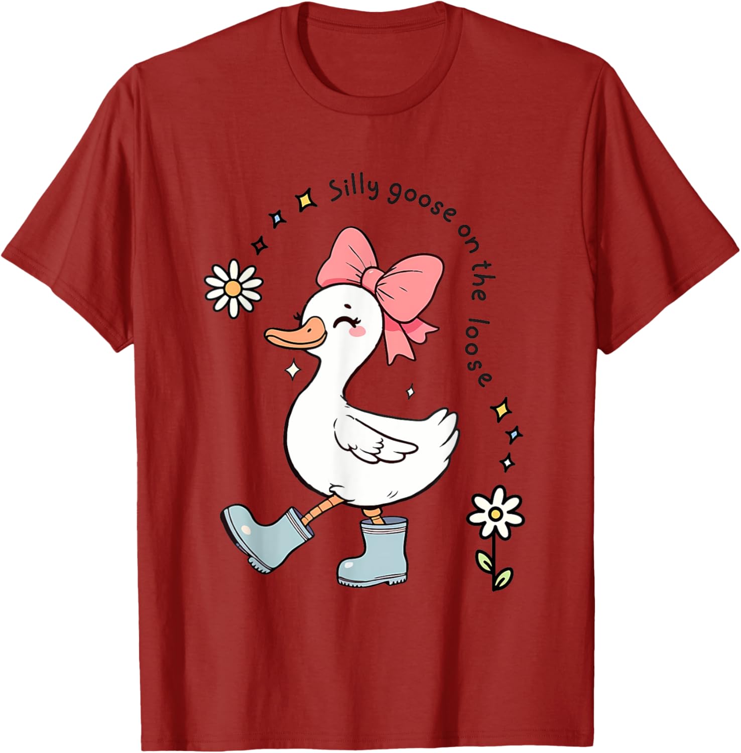 Funny Silly Goose On The Loose Kids T-Shirt for Girls - Adorable Design - 16