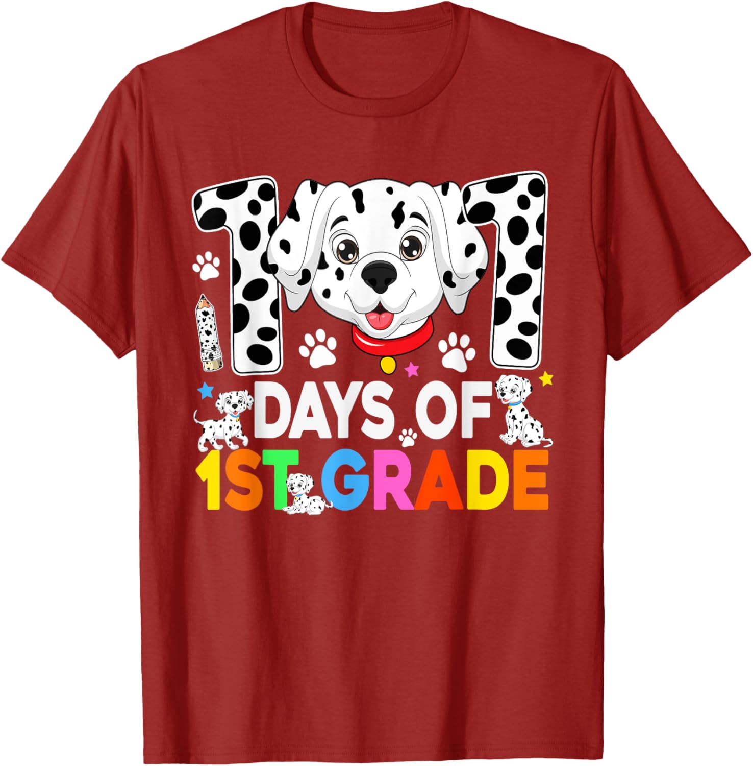 100 Days of School Dalmatian Dog T-Shirt for Kids 3rd Grade Fun Fashion - 21