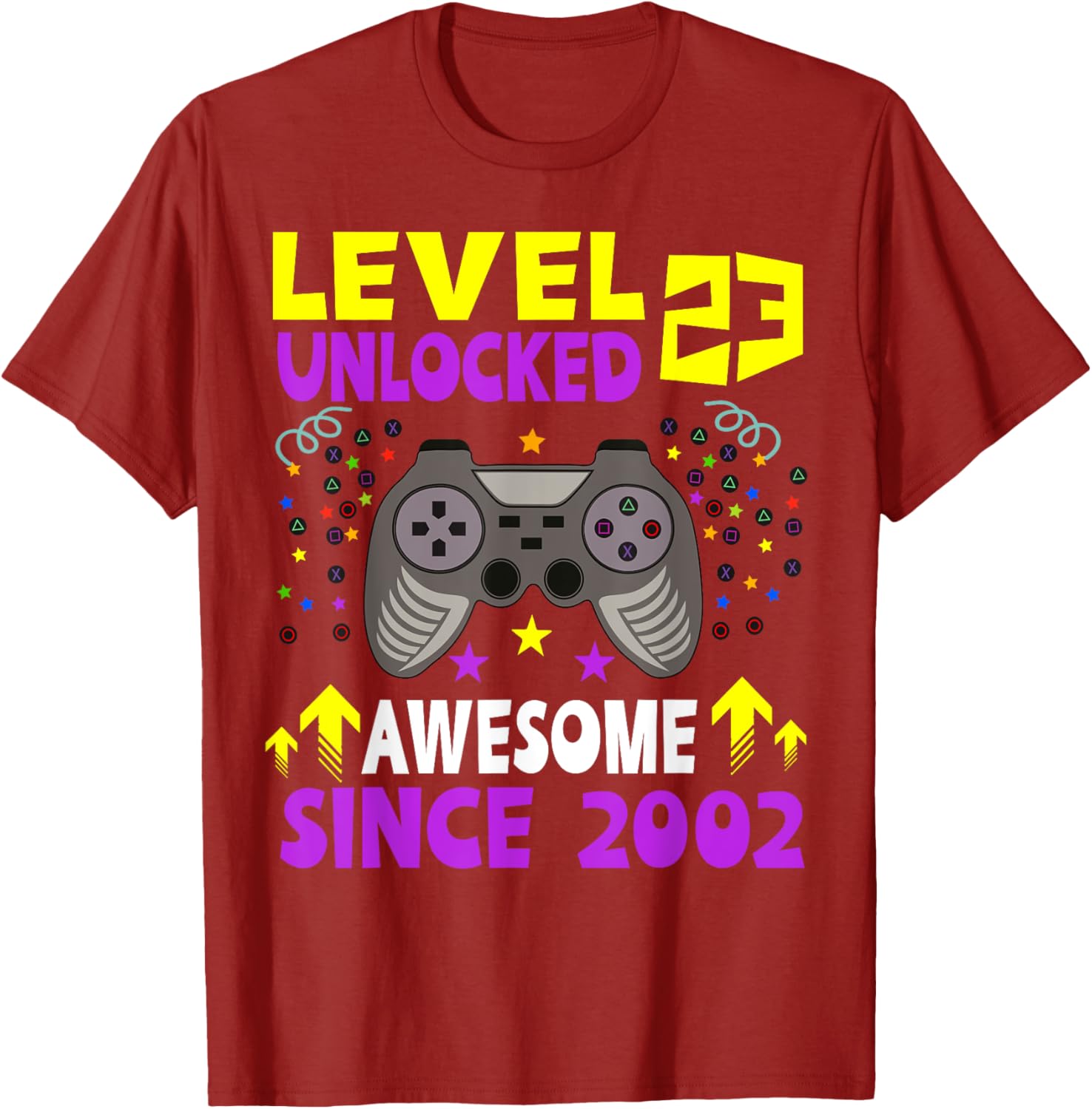 Level 23 Unlocked 23rd Birthday Gaming T-Shirt for Gamers Since 2002 - 17